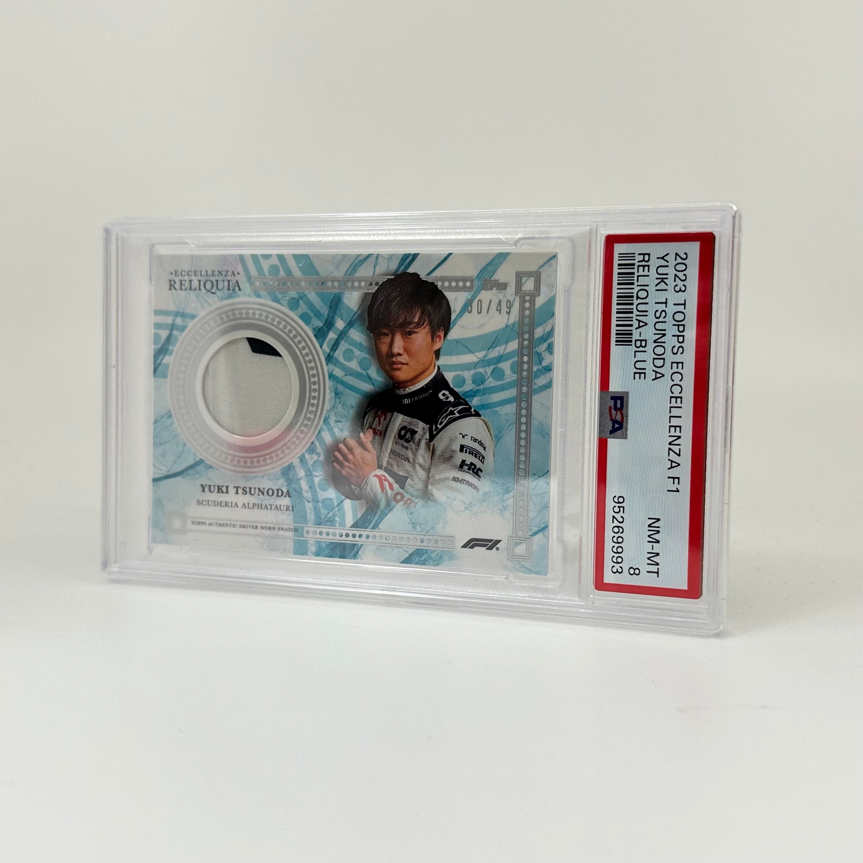 2023 Topps Eccellenza Reliquia PSA 8 Yuki Tsunoda Blue 30/49 - Rare Trading Card for Collectors & Sports Memorabilia Enthusiasts