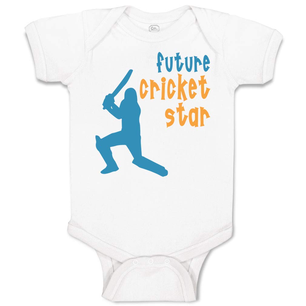 Custom Personalized Baby Bodysuit - Future Cricket Star! Funny Cotton Onesie for Boys & Girls (6 Months, White) - Perfect for Playtime, Photo Shoots & Special Occasions