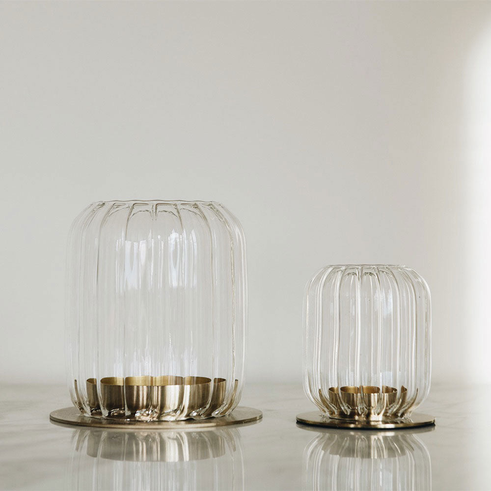 Large Fluted Glass Lantern - Elegant Outdoor & Indoor Decorative Lighting for Patio, Garden, Wedding, and Home Decor