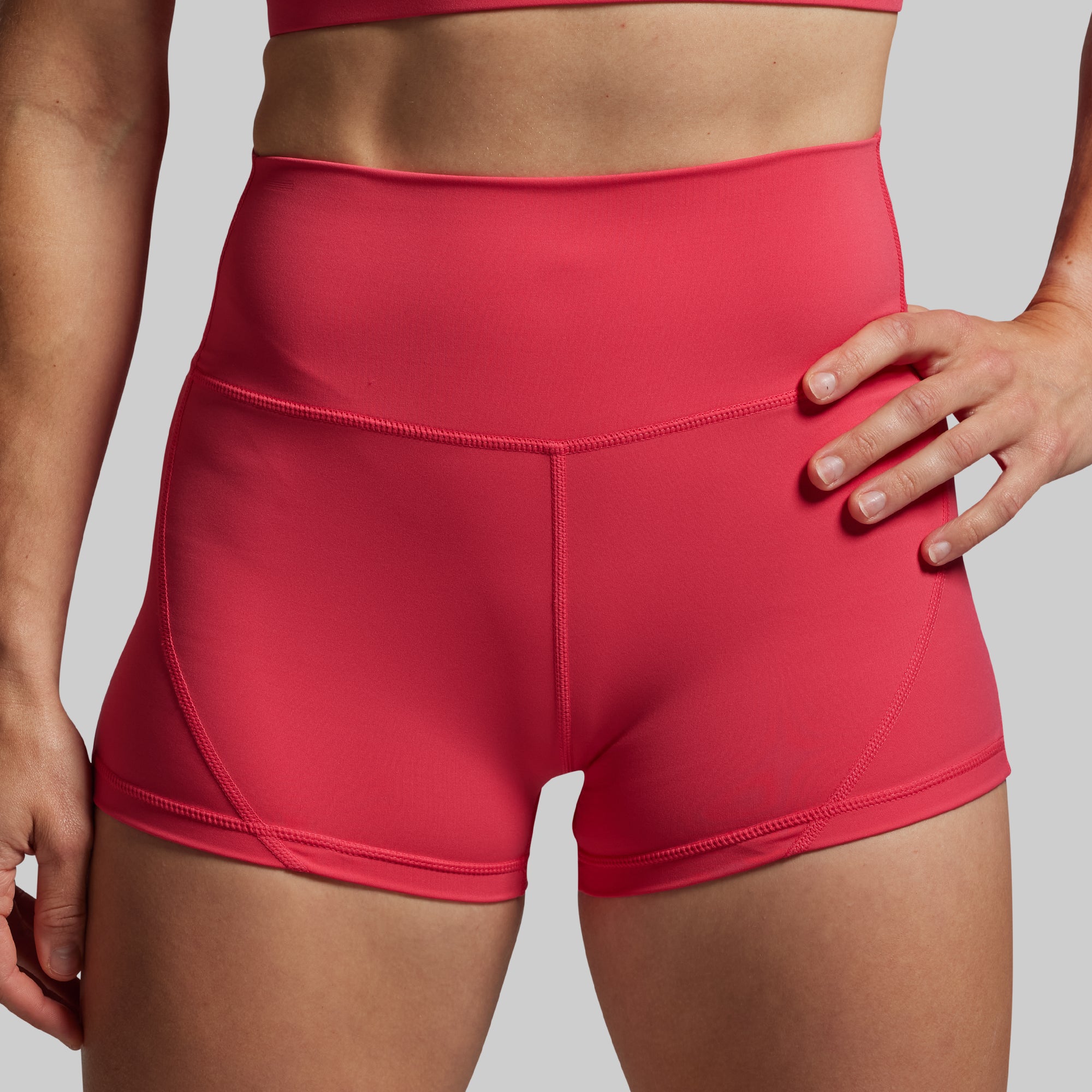 Women's Booty Shorts Set - High Waisted Workout Shorts & Crop Top (Watermelon Color) | Gym, Yoga, Running, Summer Outfits