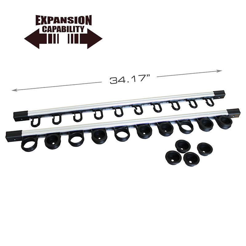 10-Rod Wall or Ceiling Mounted Storage Rack - Space Saving Organizer for Fishing Rods, Ski Poles, Broomsticks & More - Perfect for Garage, Basement, or Outdoor Shed Organization