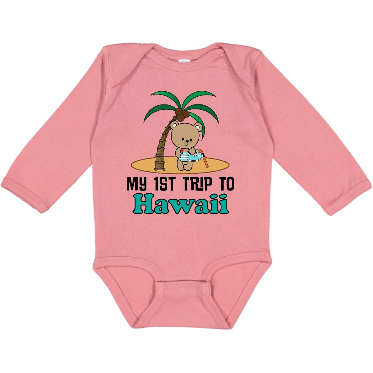 Inktastic 1st Trip to Hawaii Baby Long Sleeve Bodysuit - Cute Vacation Outfit for Boys & Girls - Perfect for Beach Trips, Family Photos & Hawaiian Themed Parties