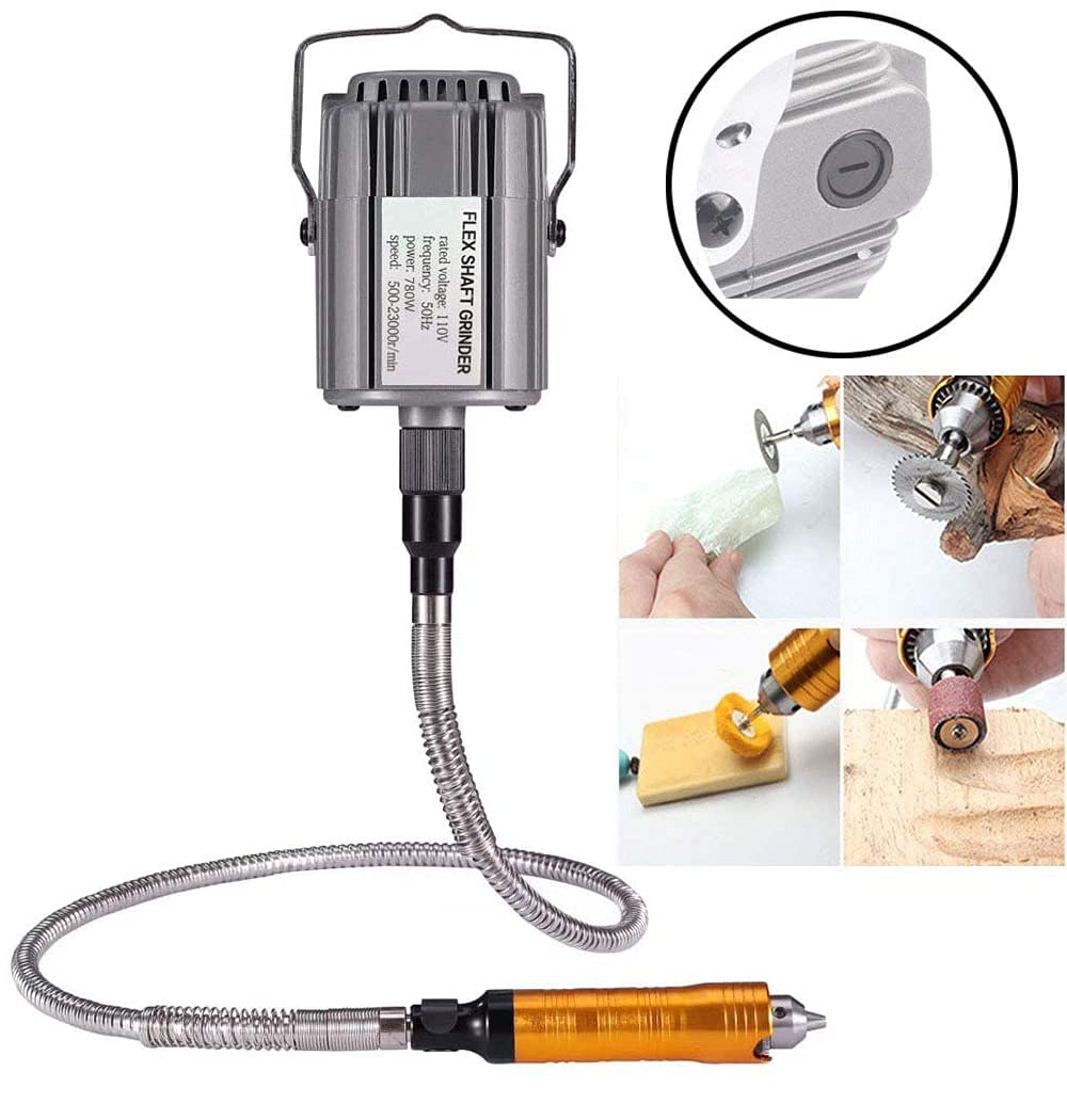 Rotary Tool Flex Shaft Hanging Grinder - 780W Electric Multi-Function Carver with Foot Pedal Control | 23000 RPM Metal Flexible Shaft for Metalworking, Wood Carving & DIY Repairs | Perfect for Jewelry Making, Engraving & Home Workshop Projects