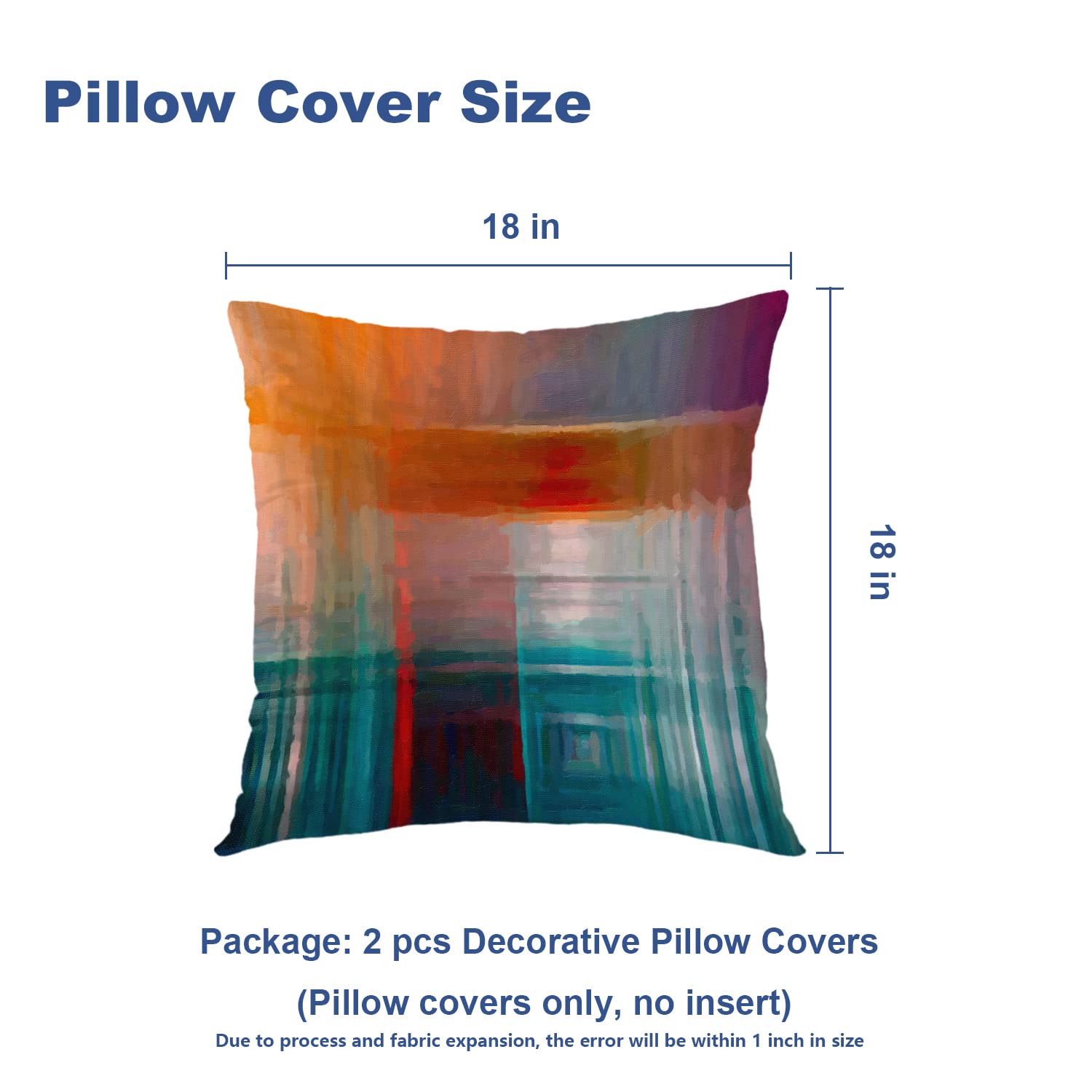 Batmerry 18x18 Inch Decorative Pillow Covers Set of 2 - Vibrant Abstract Oil Painting Design, Double Sided Square Throw Pillows for Sofa, Bed & Living Room Decor
