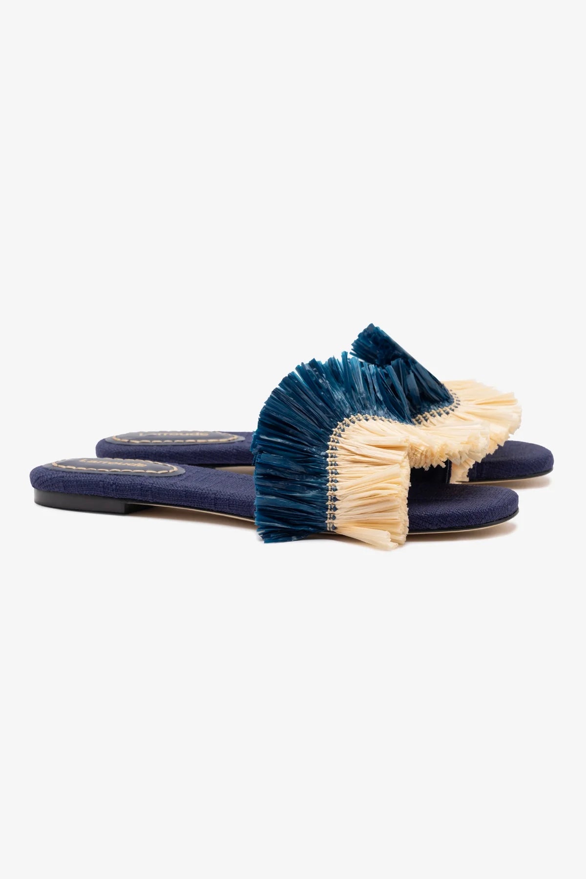 Navy Blue Ivy Fringe Flat Sandals for Women - Comfortable Summer Beach Shoes for Casual Outings and Vacations