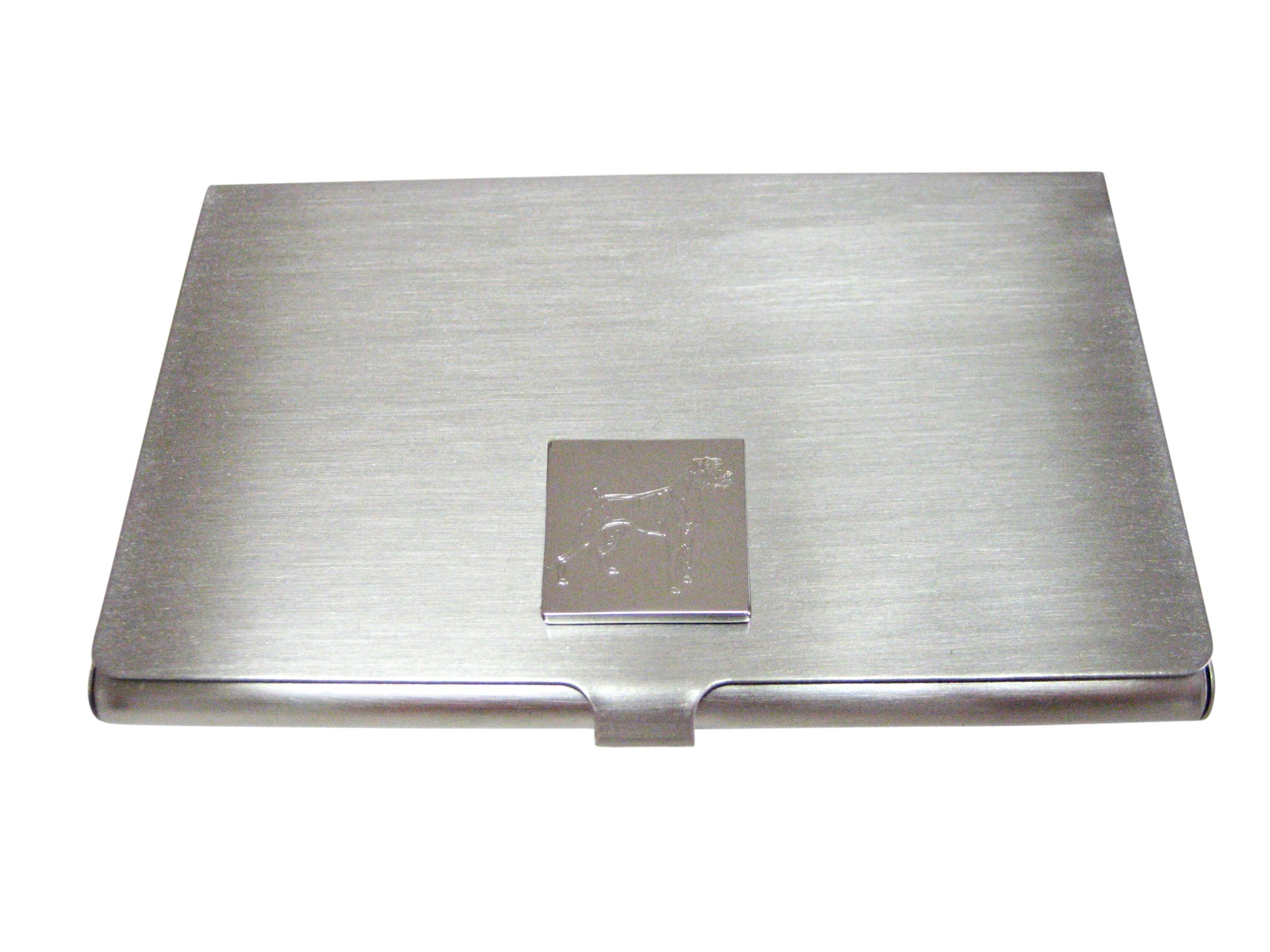 Kiola Designs Boxer Dog Etched Business Card Holder - Premium Metal Card Case for Professionals - Perfect for Office, Meetings & Networking Events