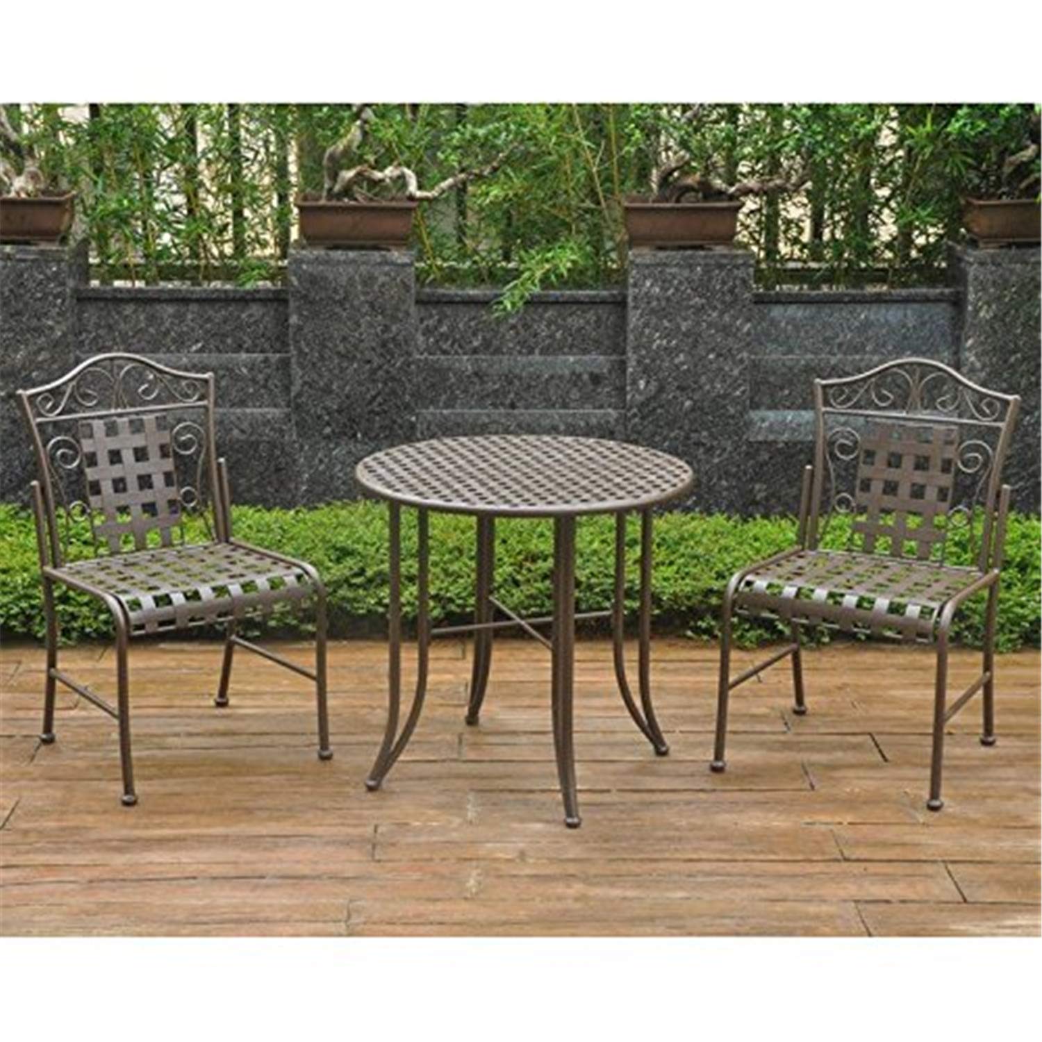 Premium 3-Piece Mandalay Iron Bistro Set - Outdoor Patio Dining Table & Chairs for Garden, Balcony, and Restaurant Use