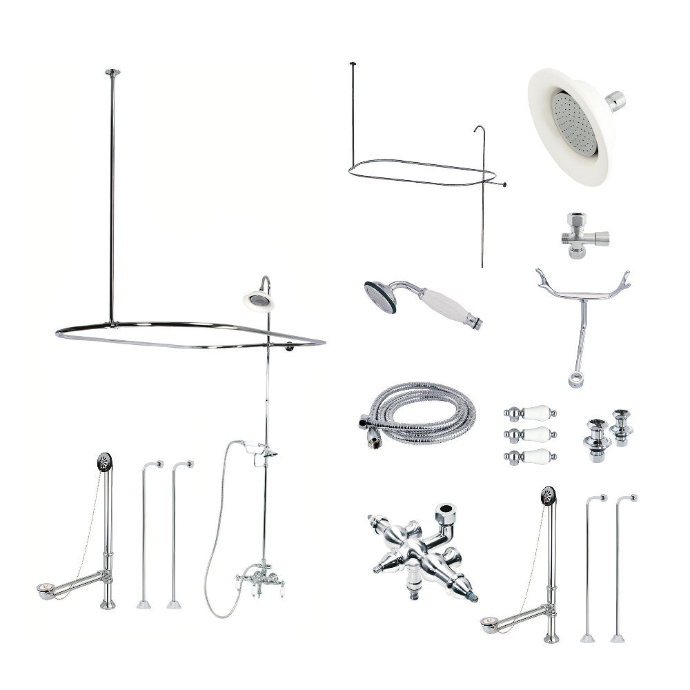 Kingston Brass CCK3141PL Vintage Clawfoot Tub Faucet Set with Down Spout - Antique Style Bathroom Fixture for Classic & Modern Bathrooms