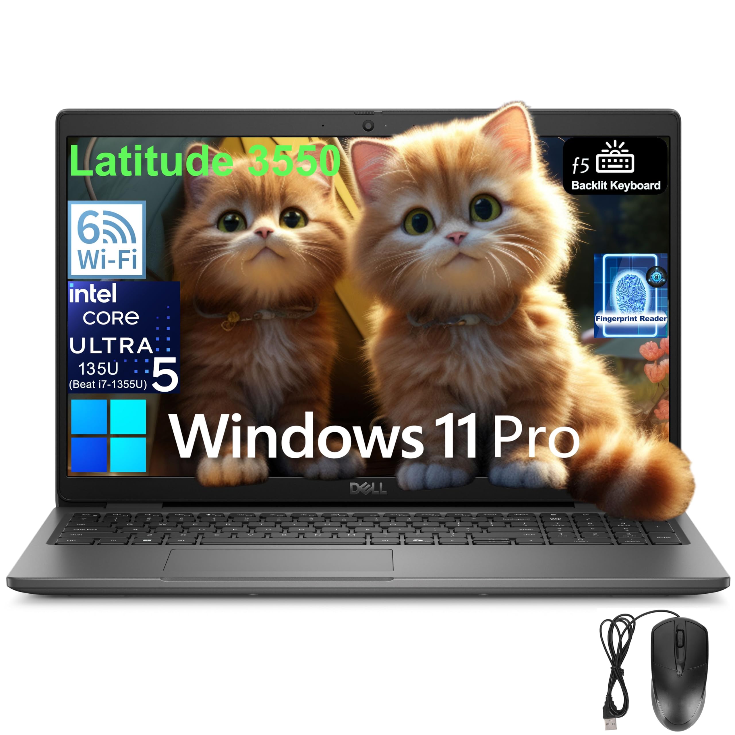 Dell Latitude 3550 Business Laptop - Intel 12-Core Ultra 5 135U (Outperforms i7-1355U), 16GB DDR5 RAM, 512GB PCIe SSD, 15.6
