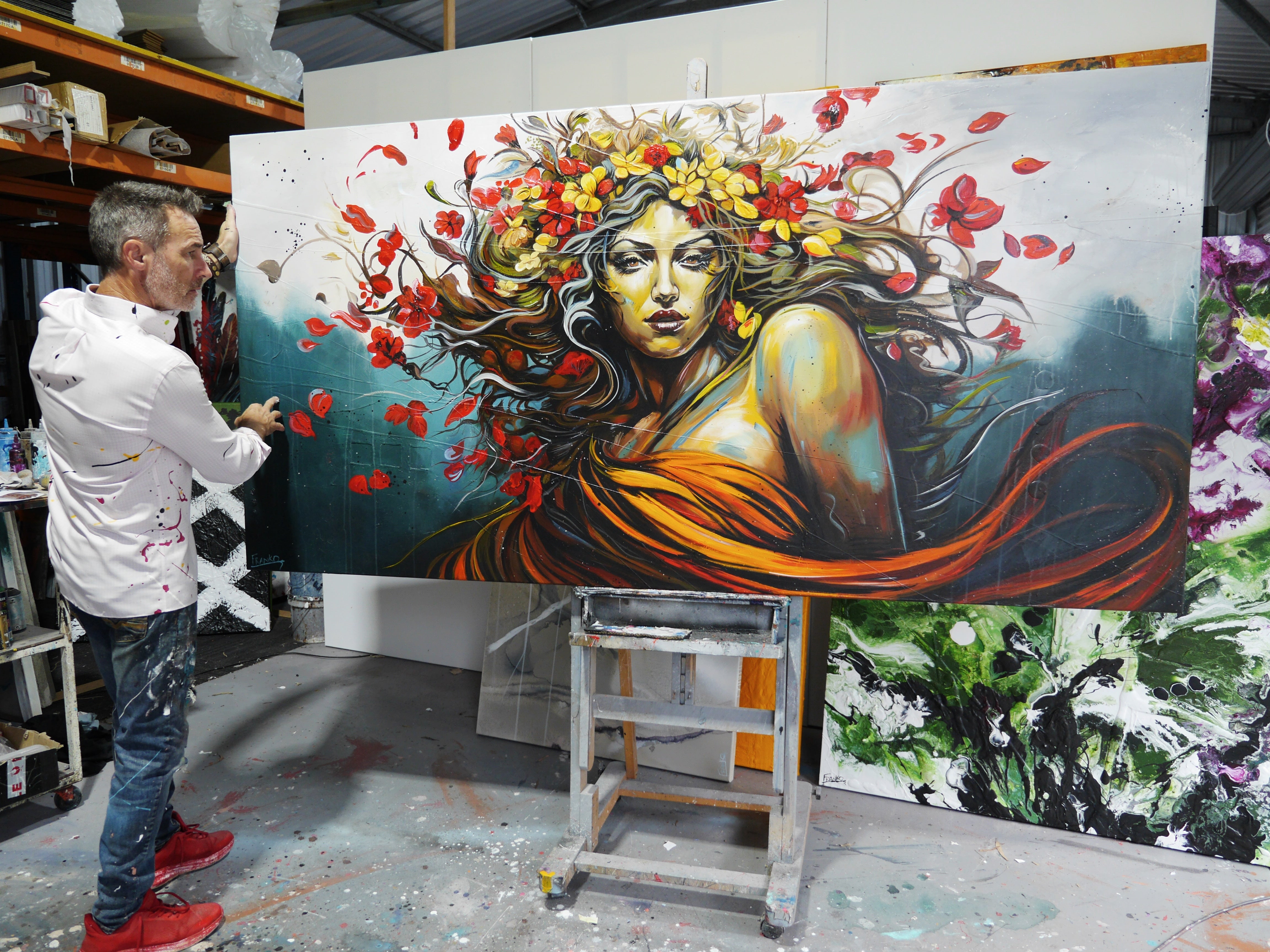Aphrodite 240cm x 120cm Abstract Realism Textured Framed Canvas Wall Art - Perfect for Living Room, Bedroom & Office Decor