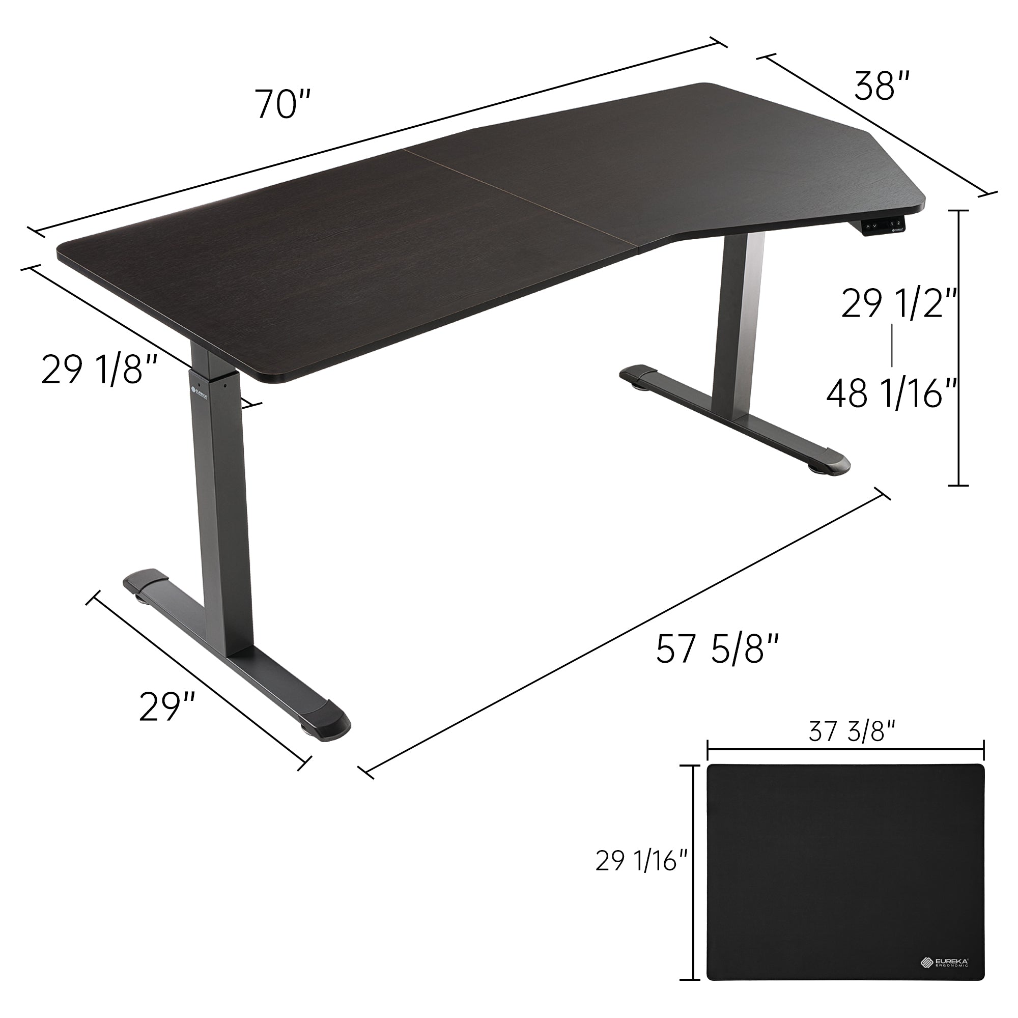 Ergonomic Standing Desk with Unique Design - 70x29 Inches Adjustable Height Computer Workstation for Home & Office Use - Perfect for Remote Work, Gaming, and Study Spaces