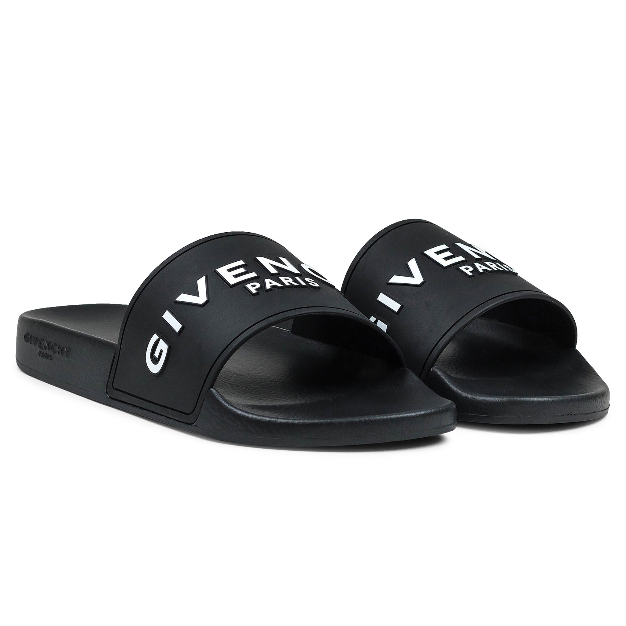 Givenchy Paris 3D Black Pool Slides for Men & Women - Luxury Comfortable Summer Sandals for Beach, Poolside & Vacation Wear