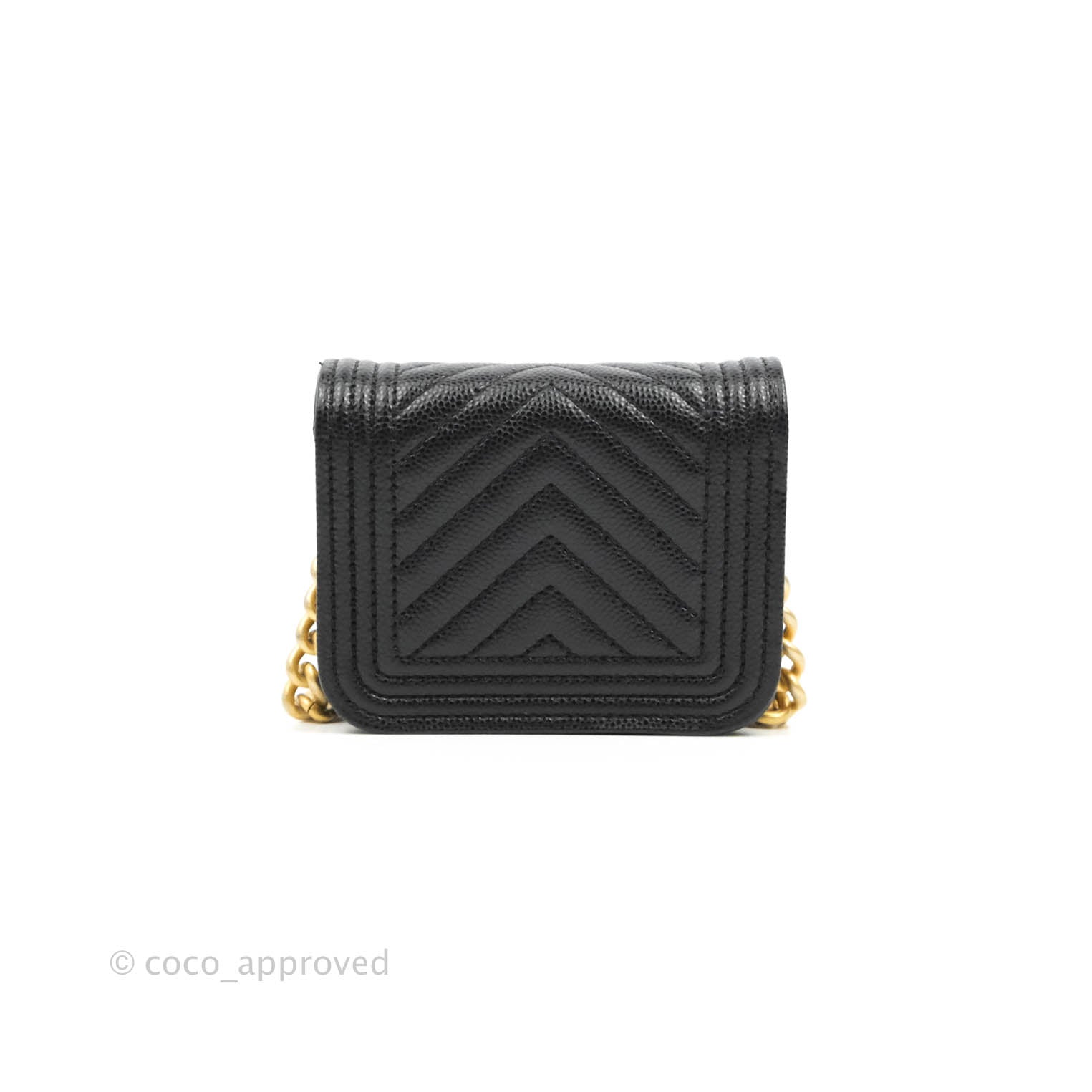 Chanel Chevron Boy Belt Bag in Black Caviar Leather with Aged Gold Hardware - Perfect for Everyday Wear & Evening Outfits