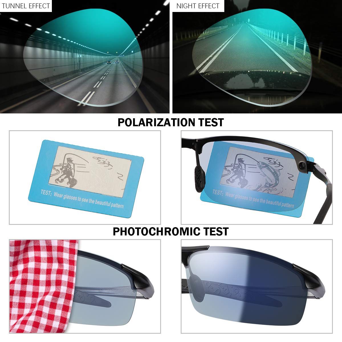 Polarized Photochromic Z87 Safety Sunglasses for Men - Day & Night Driving Glasses - UV Protection for Outdoor Activities, Cycling, and Running