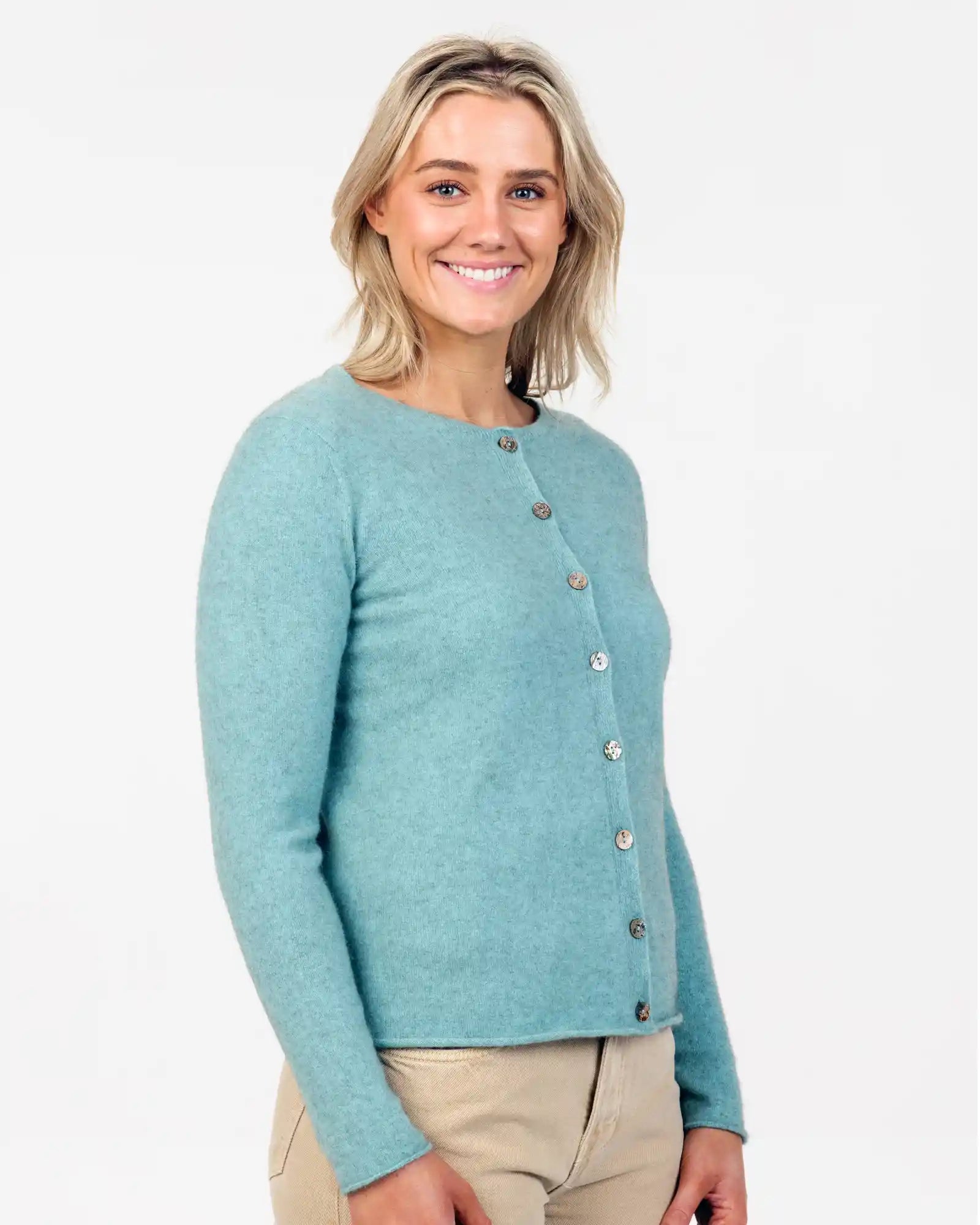 Topaz Women's Stylish Paua Shell Button Cardigan Sweater NB872 - Perfect for Casual Outings, Office Wear & Layering in Fall & Winter