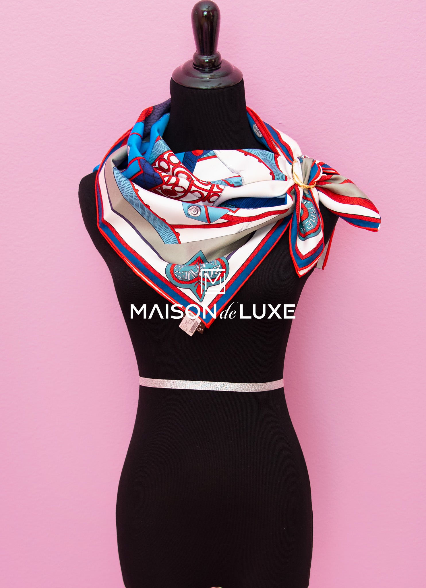 Hermes Zouaves et Dragons Blue Twill Silk Scarf 90 cm - Luxury Fashion Accessory for Women, Perfect for Gift Giving & Special Occasions