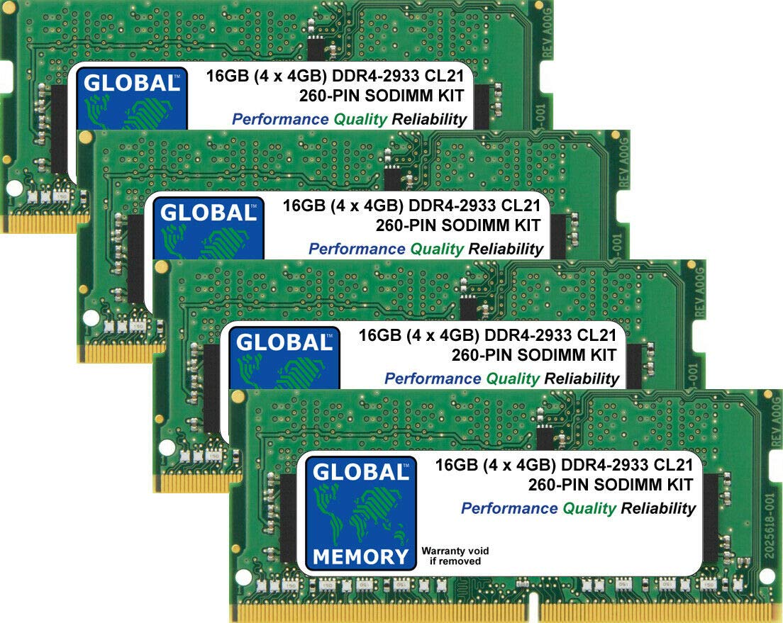16GB (4x4GB) DDR4 2933MHz PC4-23400 260-Pin SODIMM Laptop Memory RAM Kit - Compatible with HP, Dell, Lenovo & More Notebooks - Perfect for Gaming, Video Editing & Multitasking