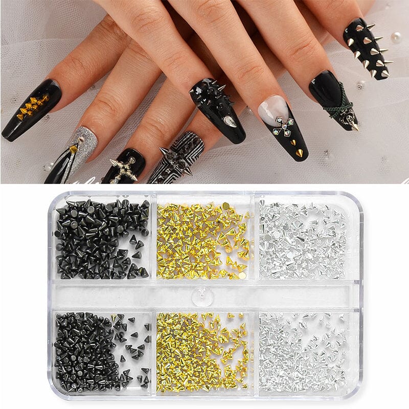 6 Grids Metal Star Rivet 3D Nail Art Decorations for DIY Manicure - Perfect for Nail Salons, Home Nail Art, and Party Glam Looks