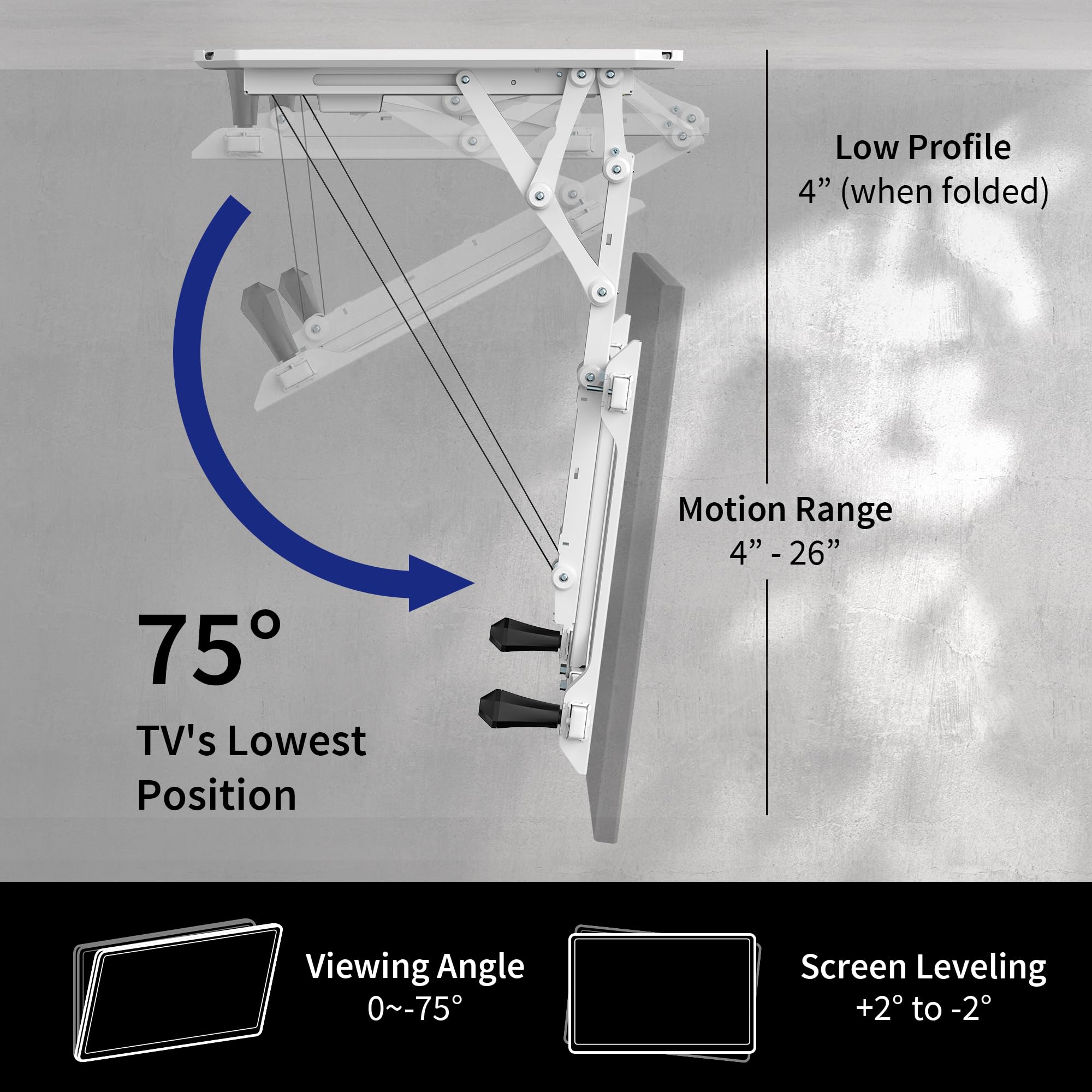 VIVO Electric Ceiling TV Mount for 32-70 Inch Screens, Motorized Flip Down Pitched Roof VESA Bracket, Heavy Duty Adjustable TV Bracket for Home Theater, Living Room, Bedroom, Basement - White (MOUNT-E-FD70W)