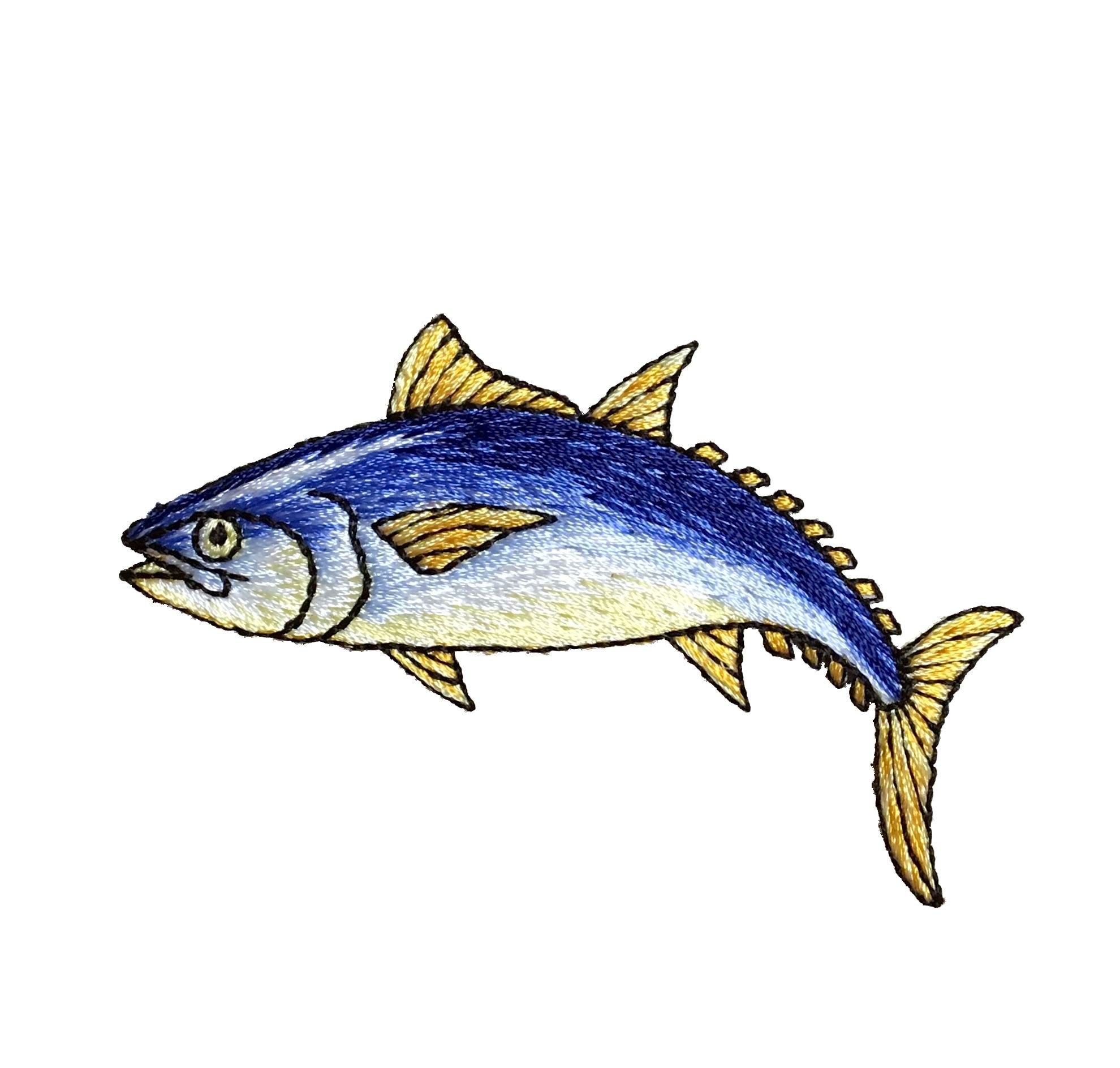 Bluefin Tuna Fish Embroidered Iron-On Patch for Fishing Hats, Jackets & Gear - Durable Sew-On Applique for Anglers & Outdoor Enthusiasts