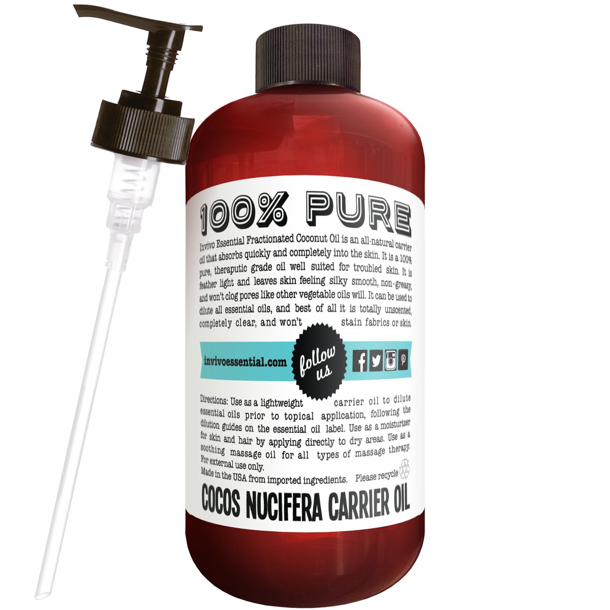 Premium Fractionated Coconut Oil - 16 oz Therapeutic Grade Carrier Oil for Aromatherapy, Massage & Essential Oils | Includes Pump & Free eBook | Perfect for Relaxation, Skin Care & DIY Beauty Products