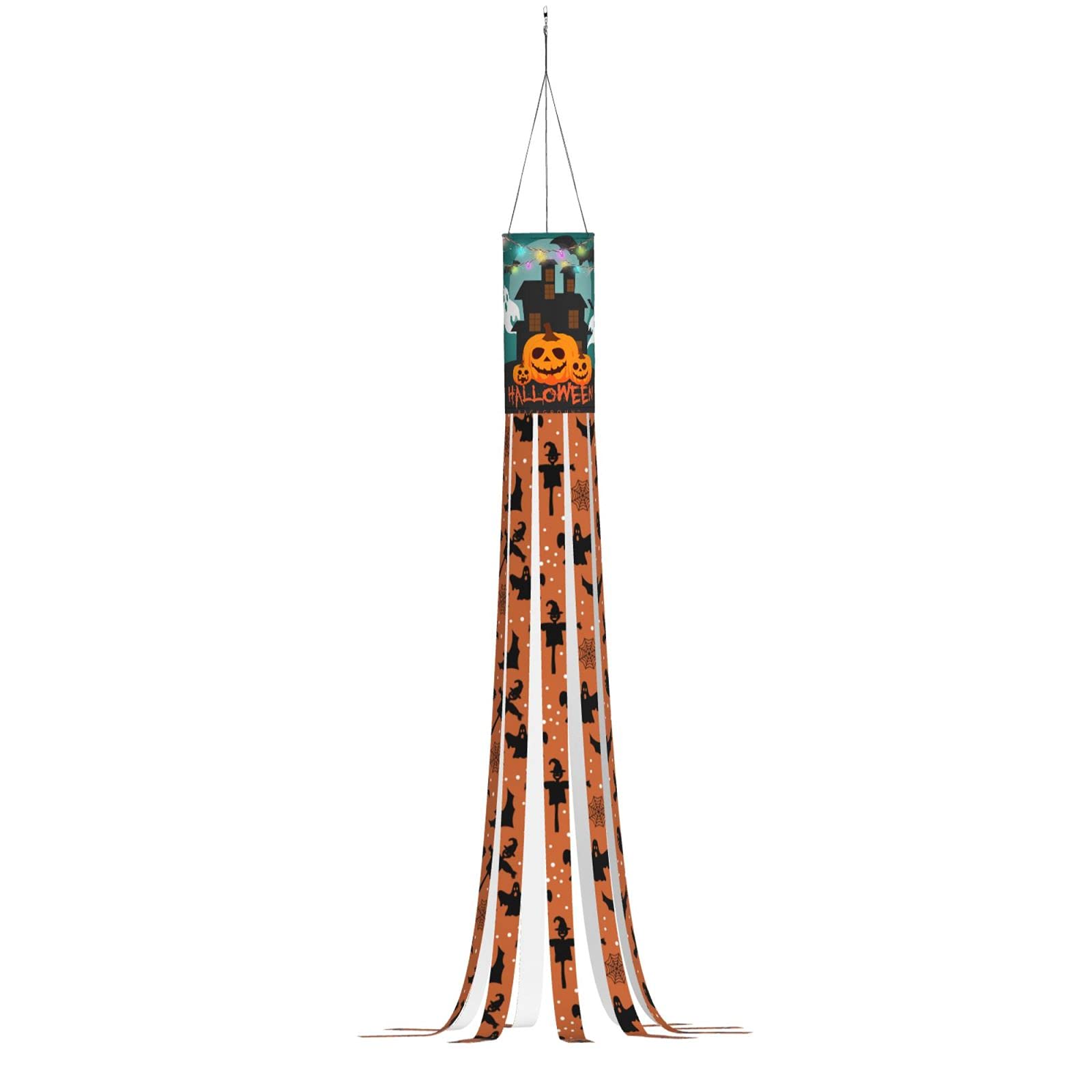 Halloween Pumpkin and Ghost Windsock - Outdoor Hanging Decor for Front Yard, Patio, Lawn, Garden - Perfect for Halloween Party, Trick or Treat, Fall Festival & Seasonal Holiday Decoration