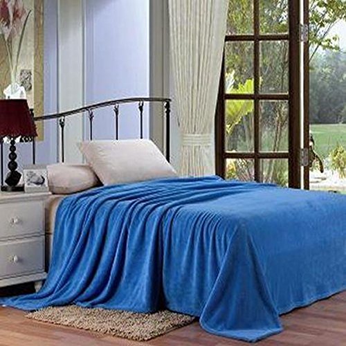 Soft Micro Plush Blanket - Queen Size Blue Solid Color - Cozy Throw for Bed, Couch & Home Decor
