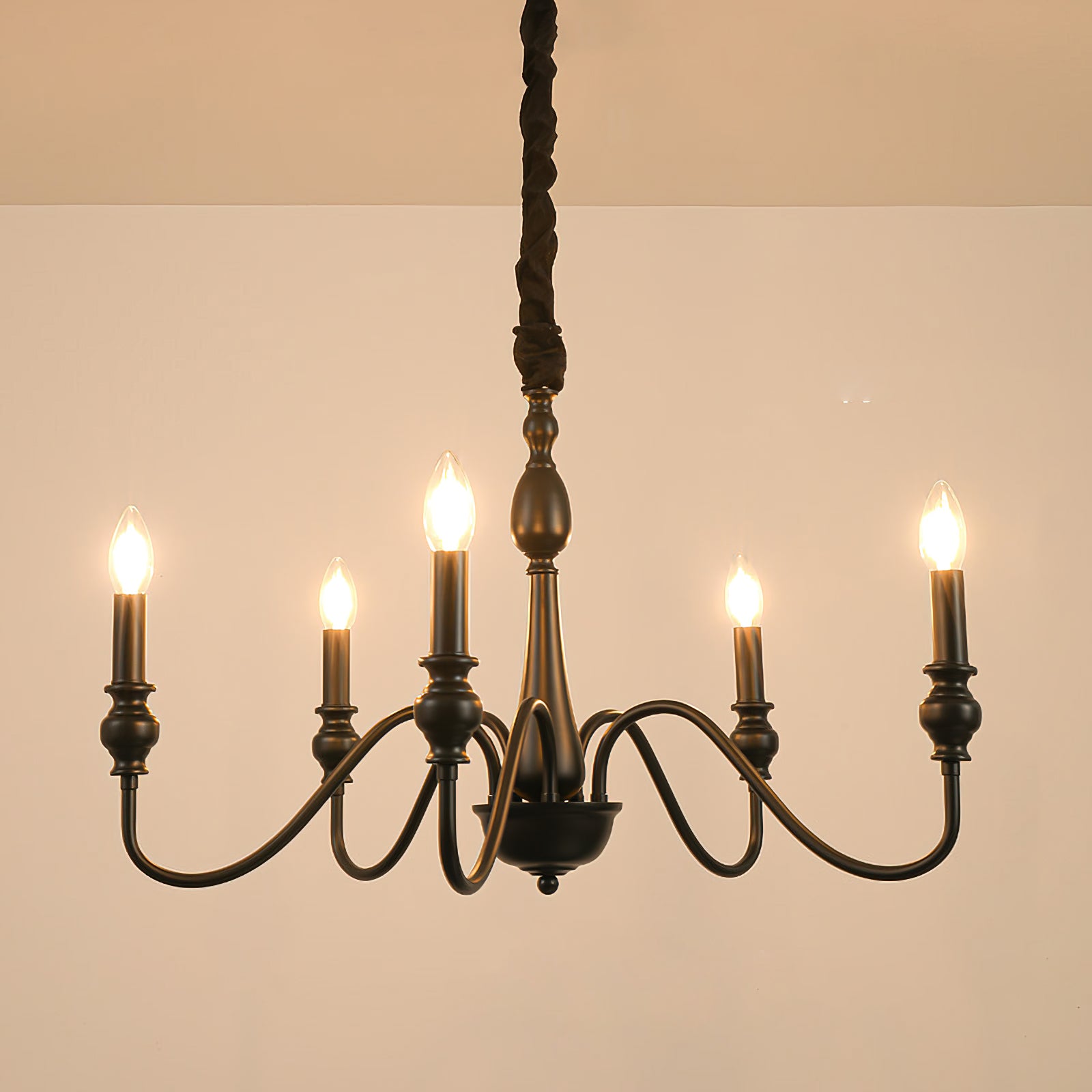 Baxton Candelabra Chandelier - Elegant 5-Light Crystal Ceiling Fixture for Dining Room, Bedroom & Living Room Lighting