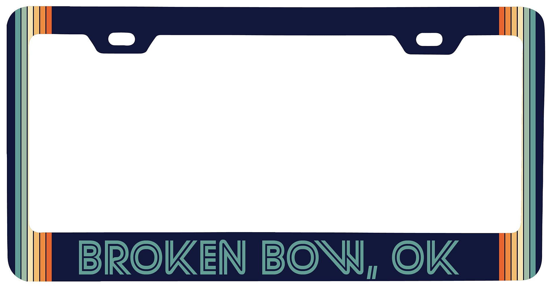Vintage Retro Metal License Plate Frame for Cars - Broken Bow Oklahoma Themed - Perfect for Classic Car Enthusiasts & Road Trip Lovers