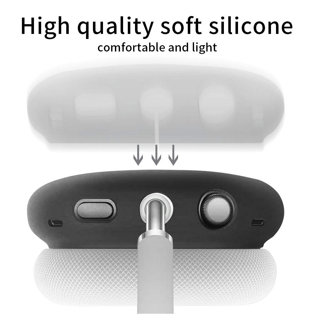 BabyValley Silicone AirPods Max Earpad Case Cover - Protective Shell for Apple AirPods Max Headphones (Black) - Perfect for Travel, Gym & Daily Use for Men & Women