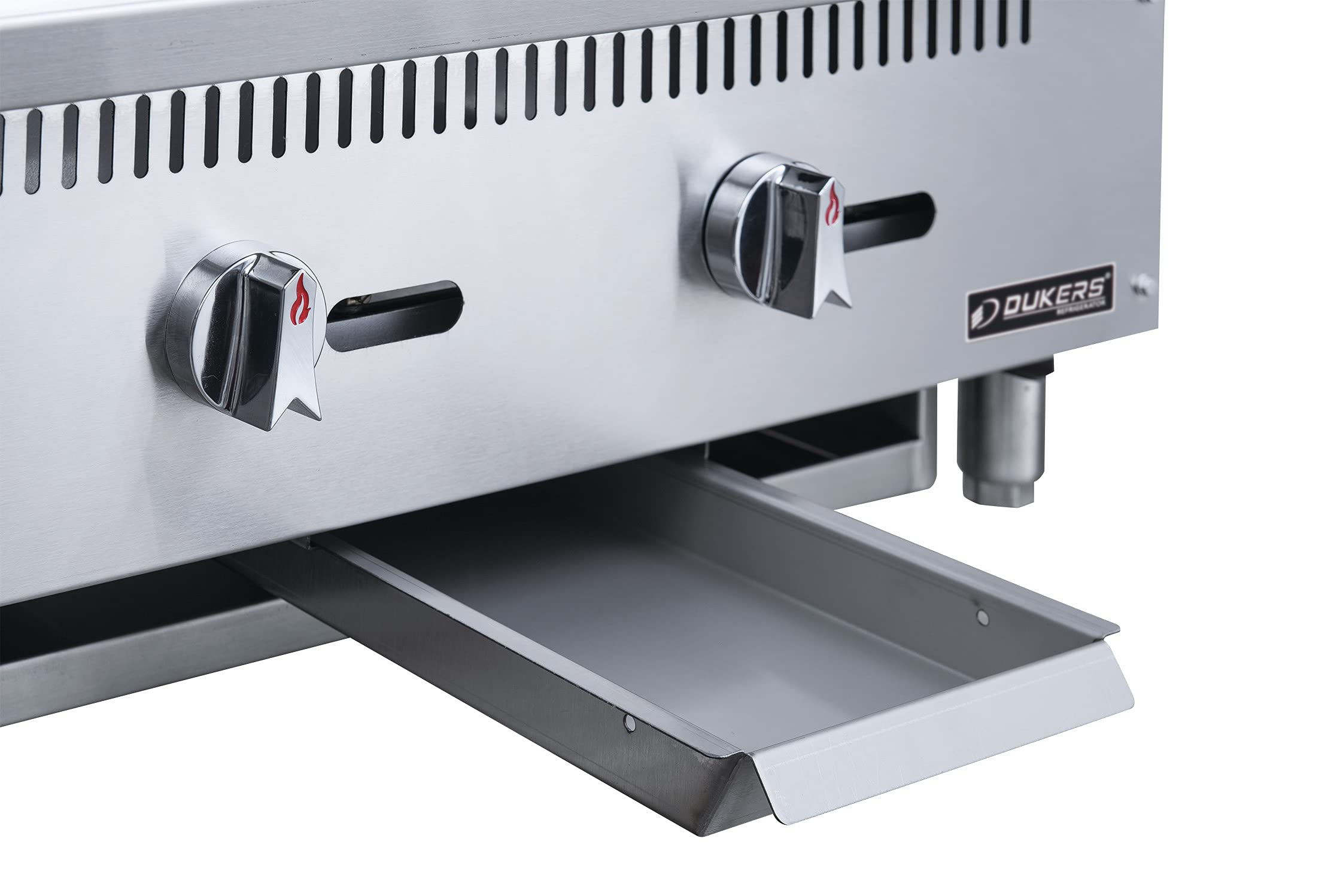 Dukers DCGMA36 36-Inch Commercial Countertop Gas Griddle - 30,000 BTU, 1 Burner, NG/LPG (Natural Gas/Propane) with 1-Inch Plate & Manual Controls - Perfect for Restaurants, Food Trucks, and Outdoor Cooking