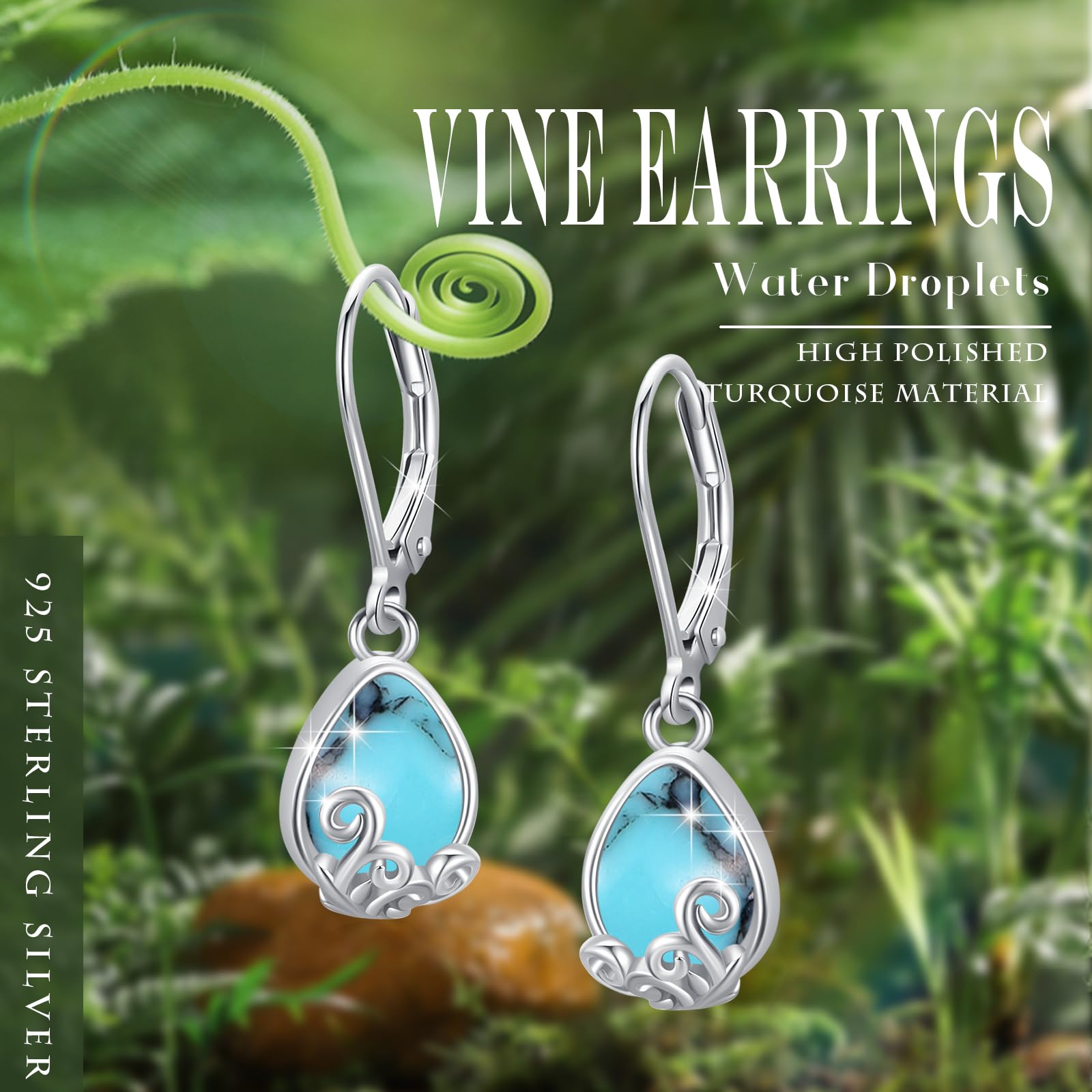 925 Sterling Silver Moonstone Drop Dangle Earrings for Women - Turquoise Square Huggie Hoop Earrings, Handmade Jewelry Gift for Her | Perfect for Weddings, Parties & Everyday Wear