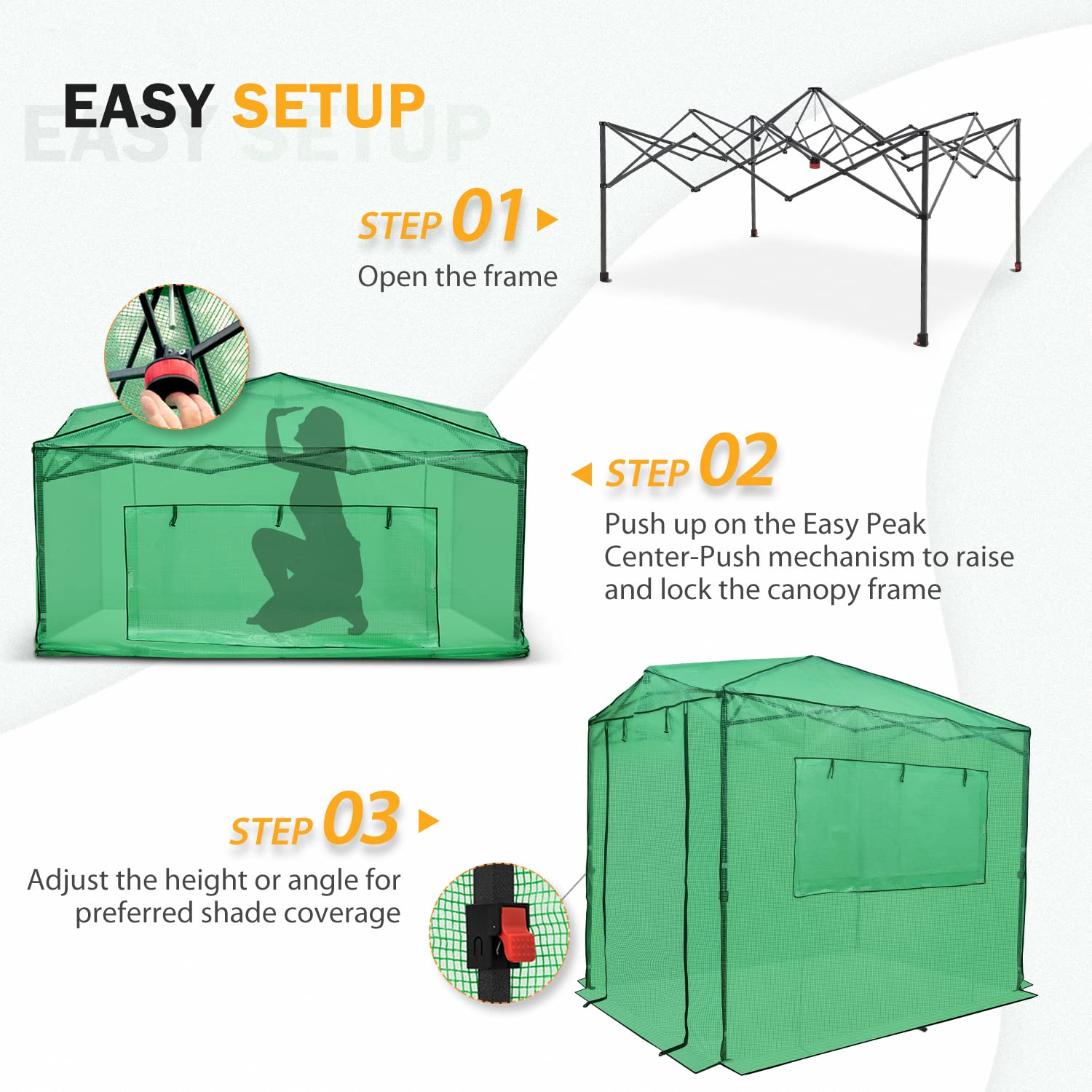EAGLE PEAK 8x6ft Portable Walk-in Greenhouse for Indoor & Outdoor Gardening - Pop-Up Plant Protection Tent with Zippered Doors & PE Cover - Perfect for Seed Starting, Plant Growing & Backyard Gardening
