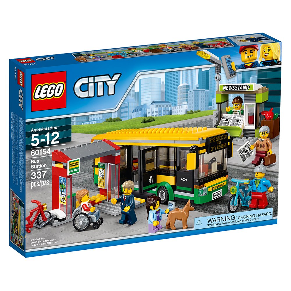LEGO City Town Bus Station 60154 Building Kit (337 Pieces) - Creative Play Set for Kids, Perfect for City-Themed Role Play and Collectors