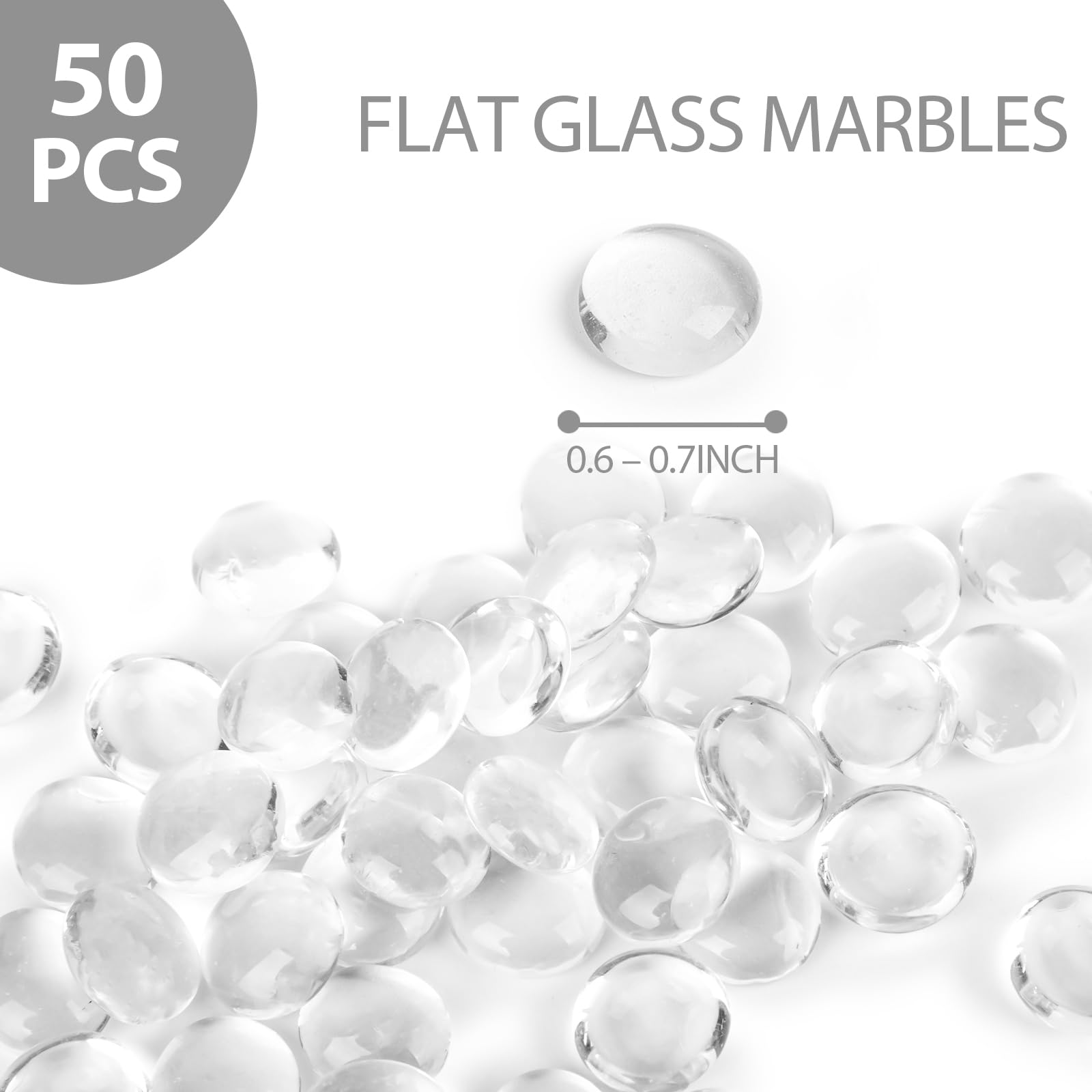 FUTUREPLUSX 50PCS Clear Glass Marbles - Premium Transparent Decorative Stones for Vases, Fish Tanks & Aquariums | Floral Arrangement Fillers, DIY Craft Supplies | Perfect for Home Decor, Wedding Centerpieces & Tabletop Displays