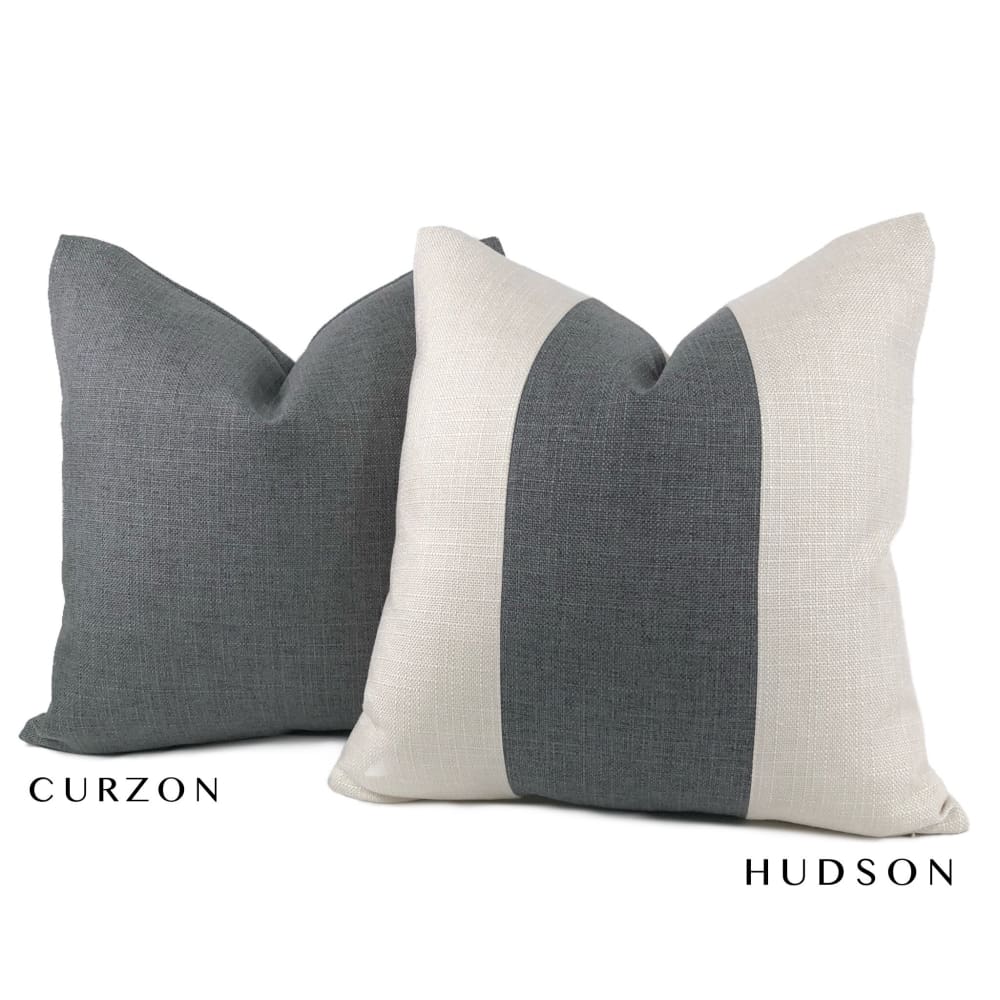 Hudson Granite Gray & Creamy White Wide Panel Stripe Pillow Cover - Decorative Throw Pillow Case for Sofa, Bed, Couch & Home Decor