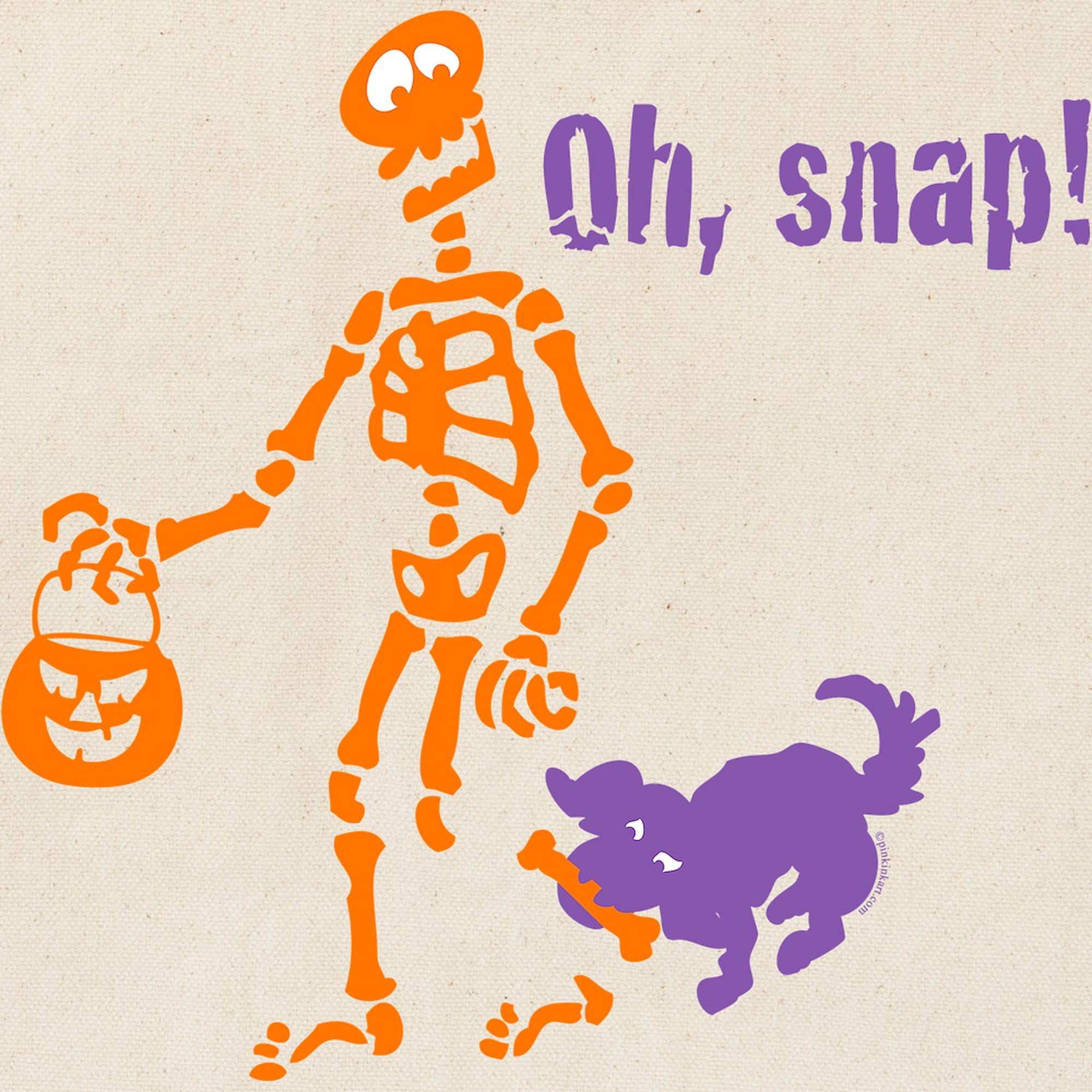 Eco-Friendly Oh, Snap Skeleton Canvas Tote Bag - Reusable Natural Shopping Bag for Groceries, Beach & Daily Use