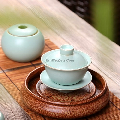 Authentic Chinese Ru Kiln Gaiwan - Handmade Ceramic Teacup with Lid & Saucer for Gongfu Tea Brewing | Perfect for Tea Ceremonies, Home Use & Gifts