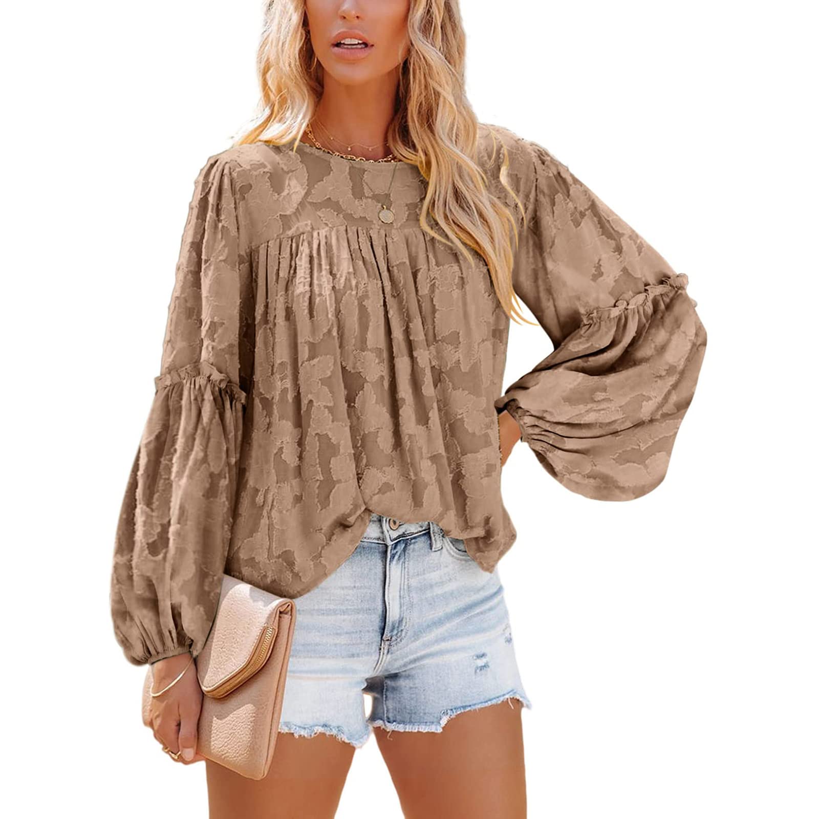 Women's Summer Chiffon T-Shirts - Flared Sleeve Crew Neck Blouses with Prints, Casual Loose Streetwear Tops for Beach, Party & Everyday Wear