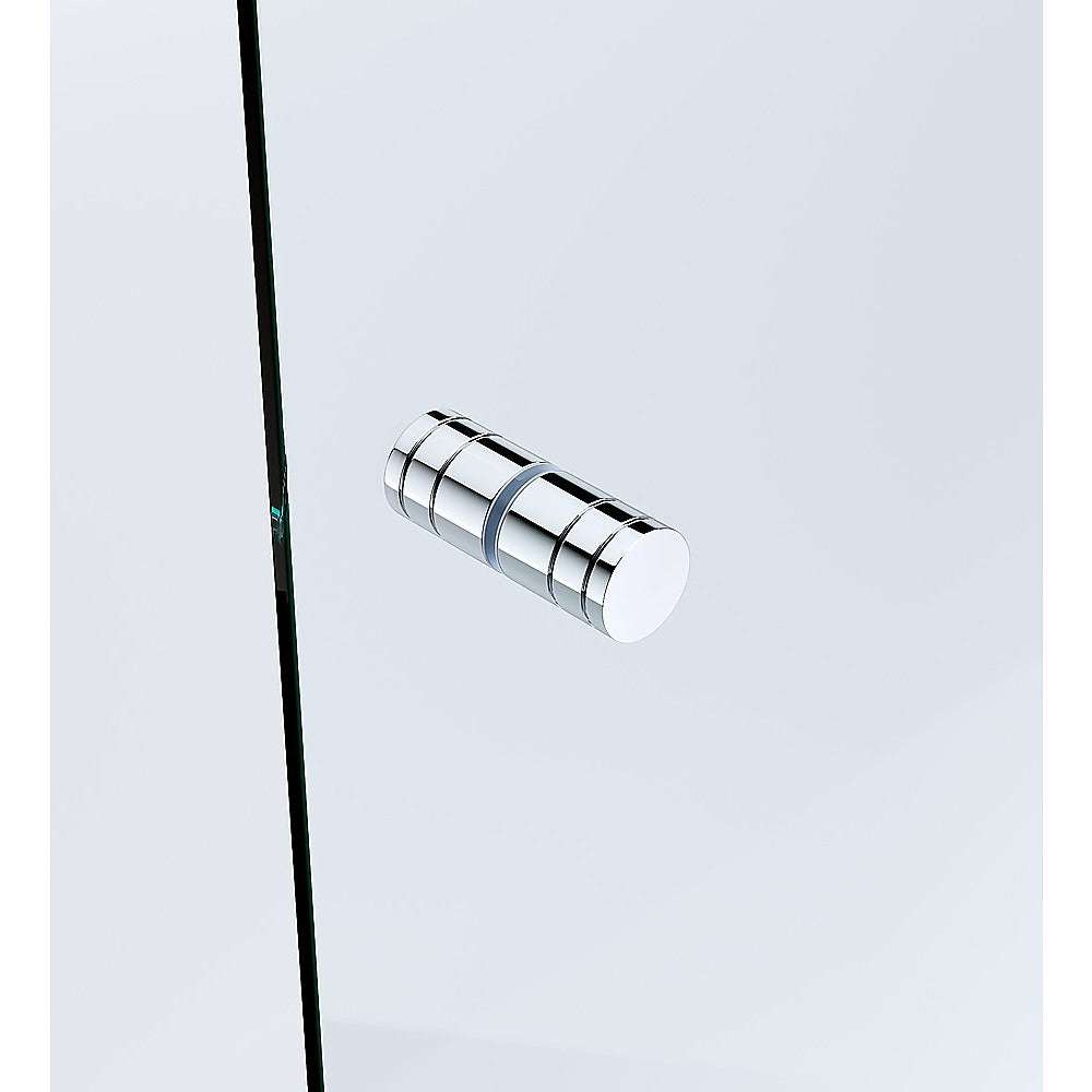 120cm Frameless Shower Screen with Chrome Brackets & Brass Hinges - Round Knob Handle - Wall to Wall Glass Bathroom Enclosure for Modern Home & Spa Luxury