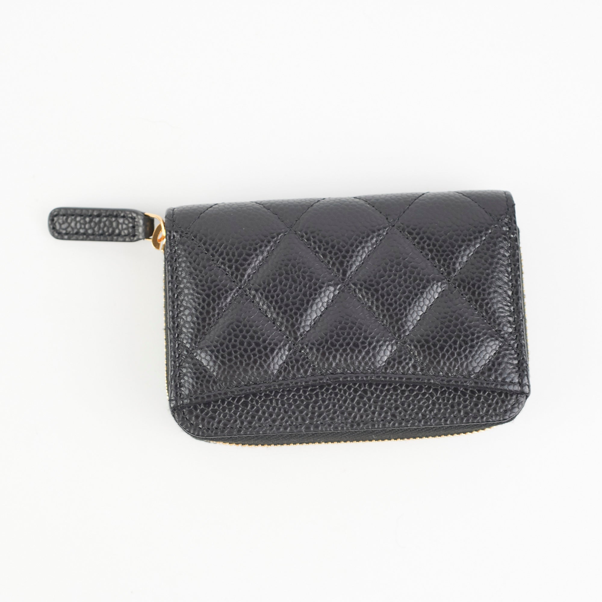Chanel Caviar Leather Black Zipper Coin Purse Wallet for Women - Perfect for Everyday Use, Travel & Gift Giving