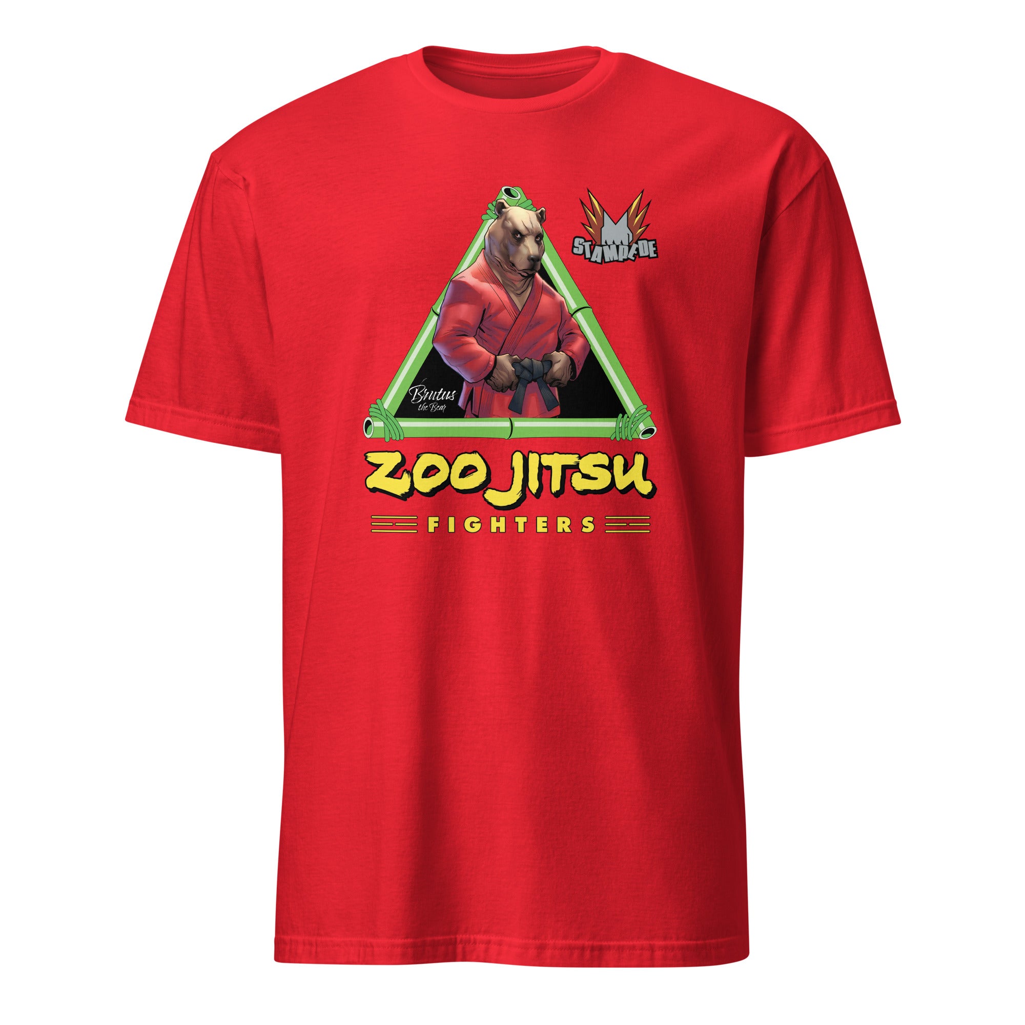 Zoo Jitsu Fighters Brutus the Bear Graphic T-Shirt - Unisex Short Sleeve Cotton Tee for MMA Fans & Animal Lovers - Perfect for Gym, Casual Wear & Gift Giving