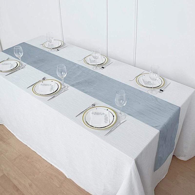 12-Pack 108-Inch Metallic Accordion Crinkled Taffeta Table Runner for Wedding, Party, Holiday & Home Decor - Elegant Dining Table Decorations