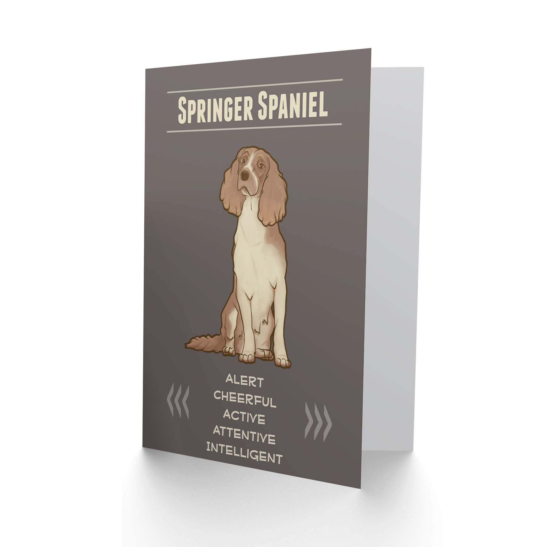 Wee Blue Coo Springer Spaniel Dog Art Greeting Card - Perfect for Pet Lovers, Birthday Gifts & Thank You Cards