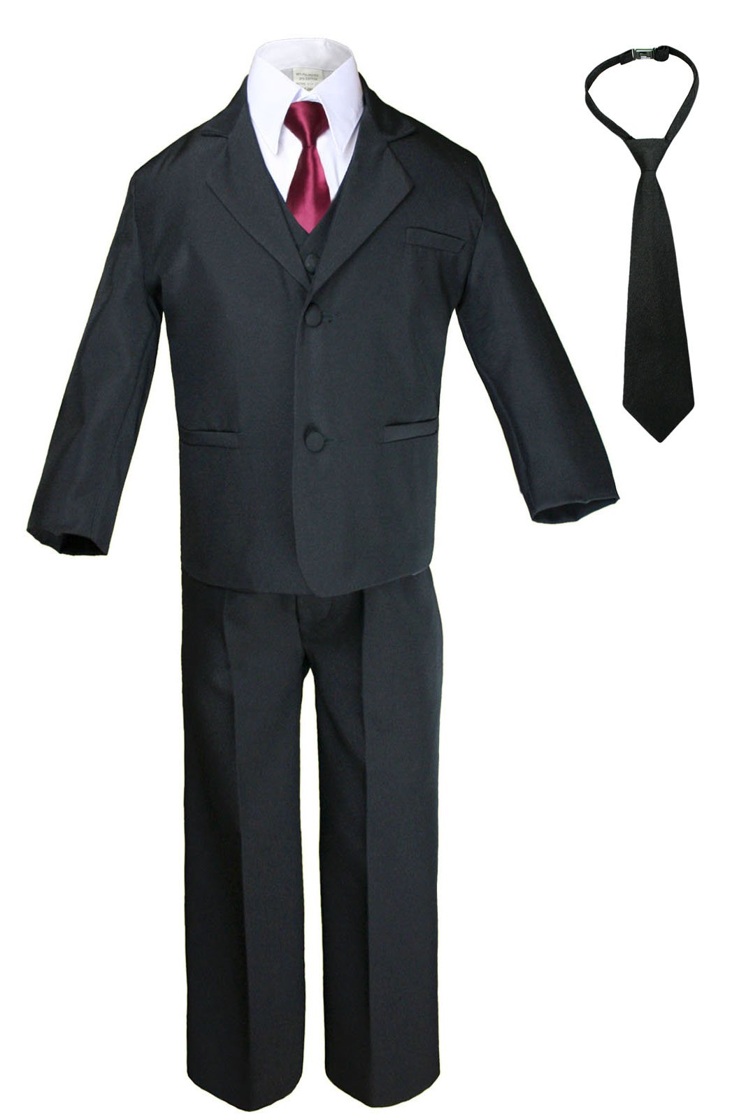 6-Piece Boys Suit Set with Vest & Satin Champagne Necktie - Sizes S-20 (10) for Baby Toddler & Teen - Formal Occasions, Weddings & School Events