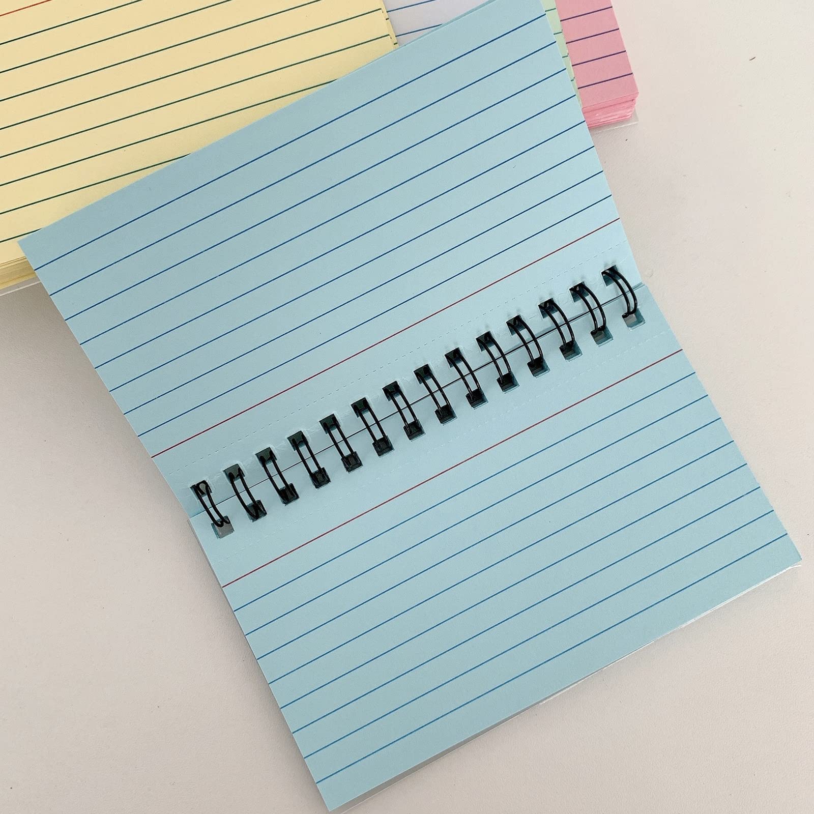 Khakho 5-Pack Spiral Bound Index Cards with Lined Rings - Premium Revision Flash Cards for Office Meetings, School Study & Memorization | Perfect for Note-Taking, Exam Prep & Presentation Organization (Paper)