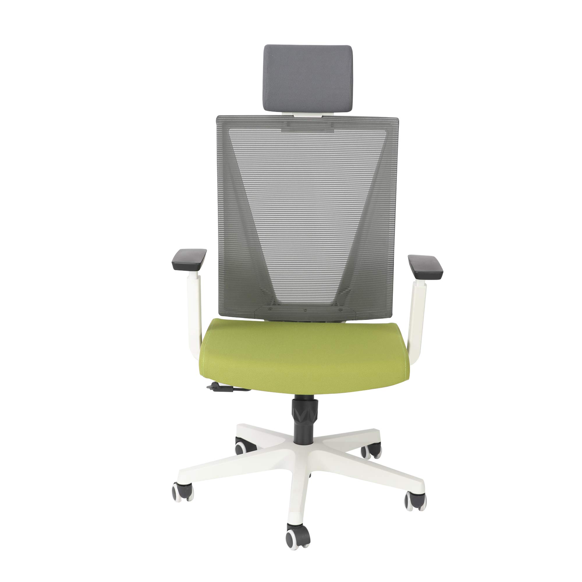 Ergonomic Office Chair - High Back Swivel Mesh Computer Chair with Adjustable Height, Lumbar Support & Wheels - Modern Grey Green Task Chair for Home & Office Workspace