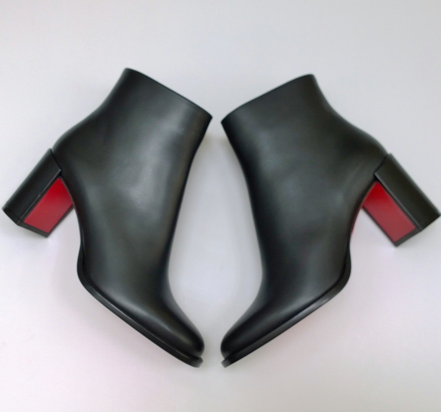 Christian Louboutin Adoxa 70 Black Leather Ankle Boots for Women - Block Heel Booties for Party, Night Out & Special Occasions
