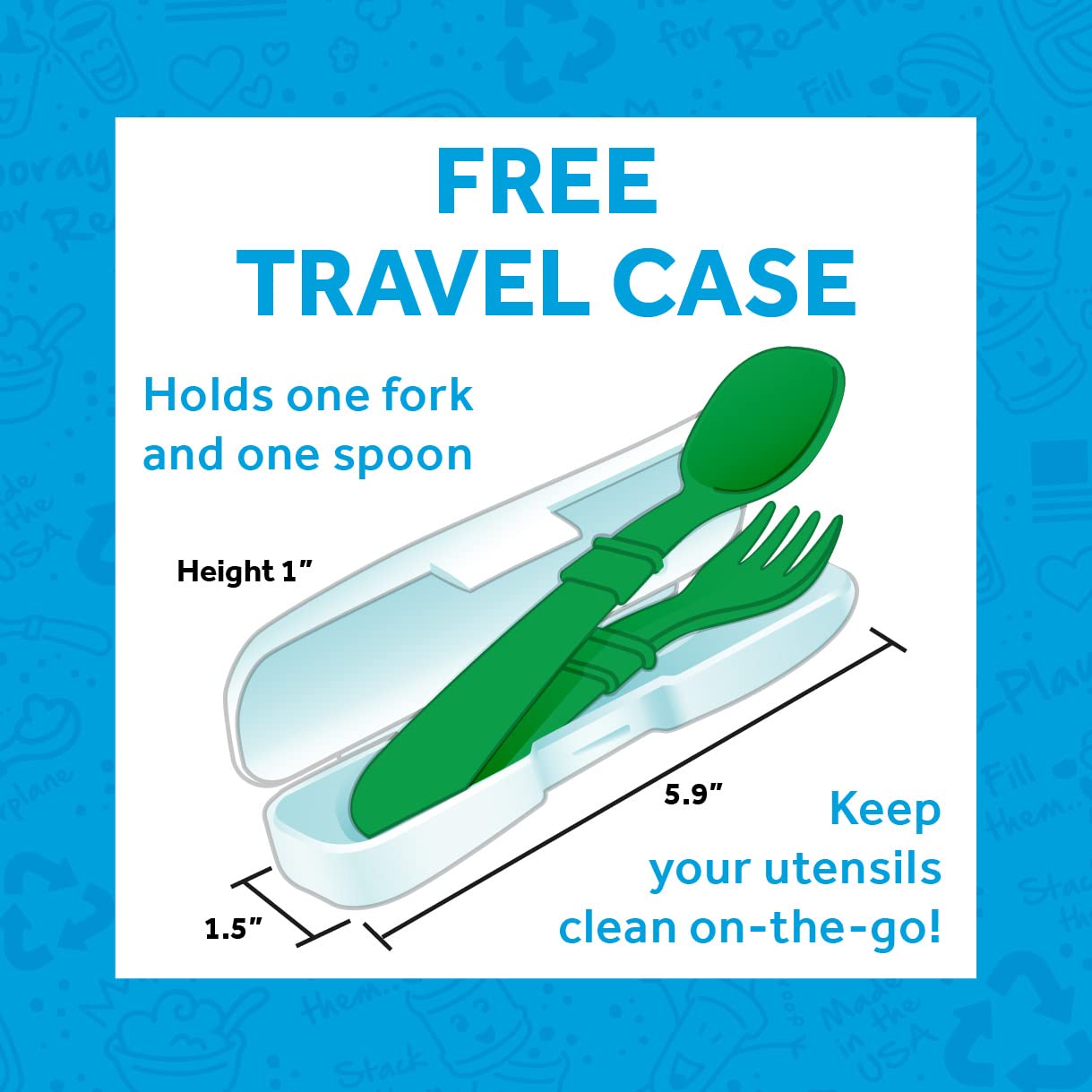 BPA-Free Recycled Milk Jug Toddler Spoon and Fork Set (12-Pack) - Eco-Friendly, Dishwasher & Microwave Safe - Cactus Design with Carrying Case - Perfect for Daycare, Travel & On-the-Go Meals