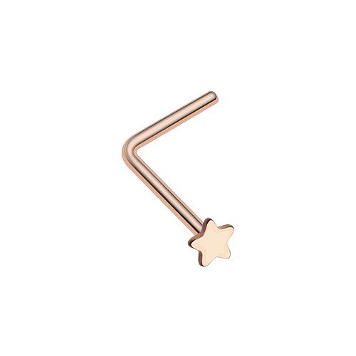 WildKlass Rose Gold L-Shaped Nose Ring - Hypoallergenic Surgical Steel Nose Stud for Women - Perfect for Everyday Wear, Parties & Special Occasions